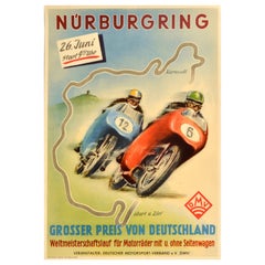 Original Vintage Motorsport Poster Nurburgring German Grand Prix World Champions
