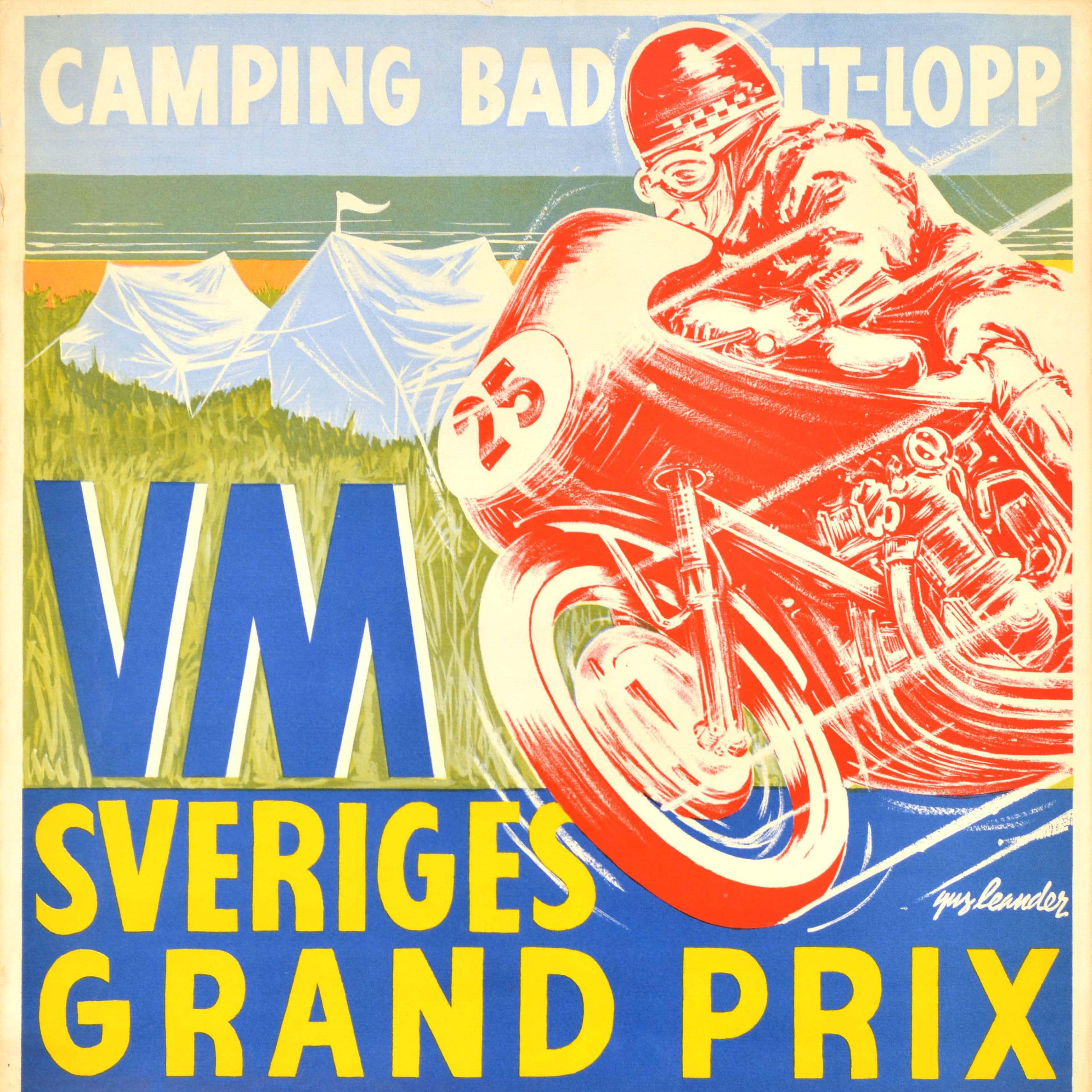 Original Vintage Motorsport Poster Sveriges Grand Prix Kristianstad Sweden Race Sueco en venta