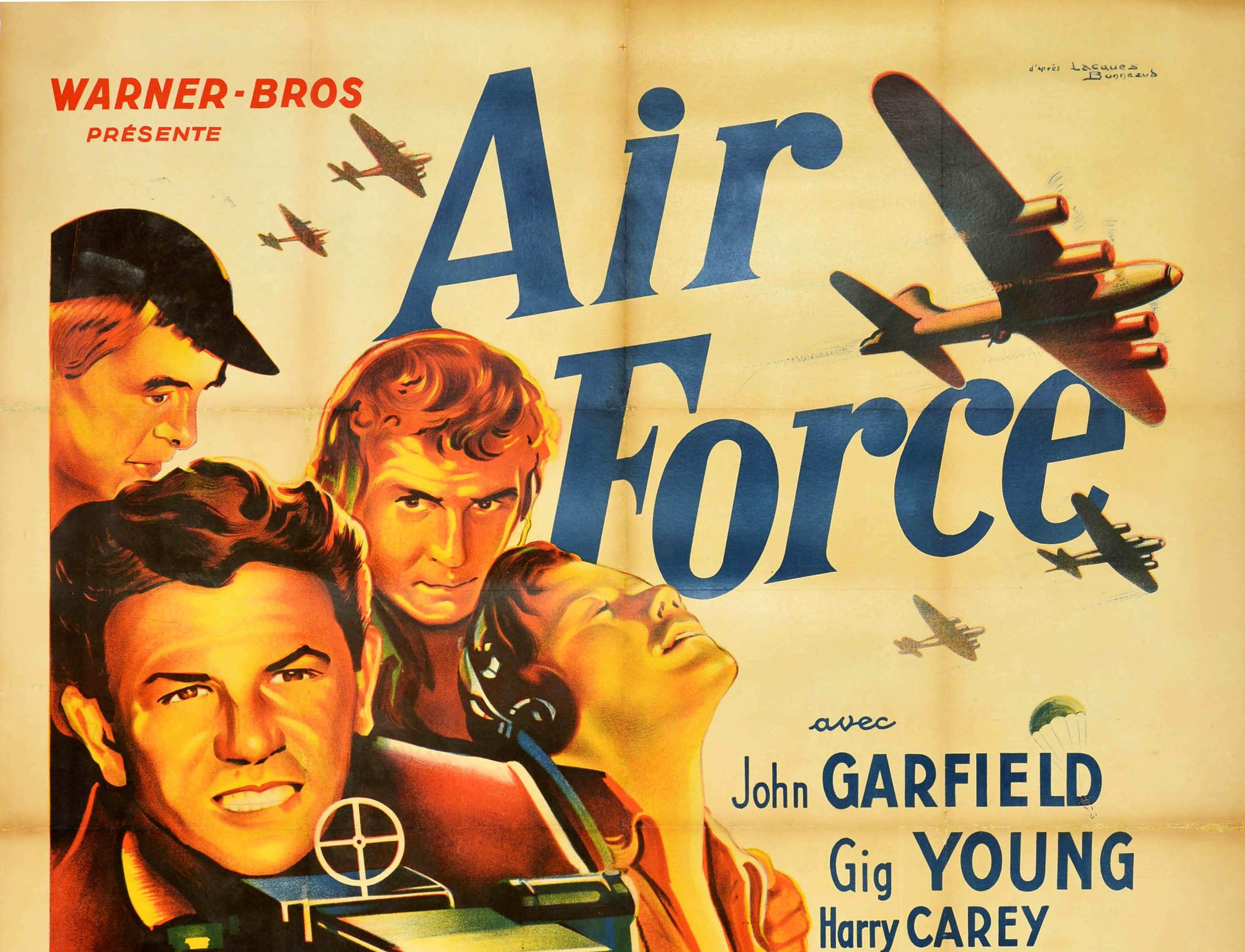 Original vintage movie poster for the French release of a 1943 American World War Two aviation film about the crew of a bomber plane in Pearl Harbour who are sent to Manila to help with the defence of the Philippines following the Japanese attack -