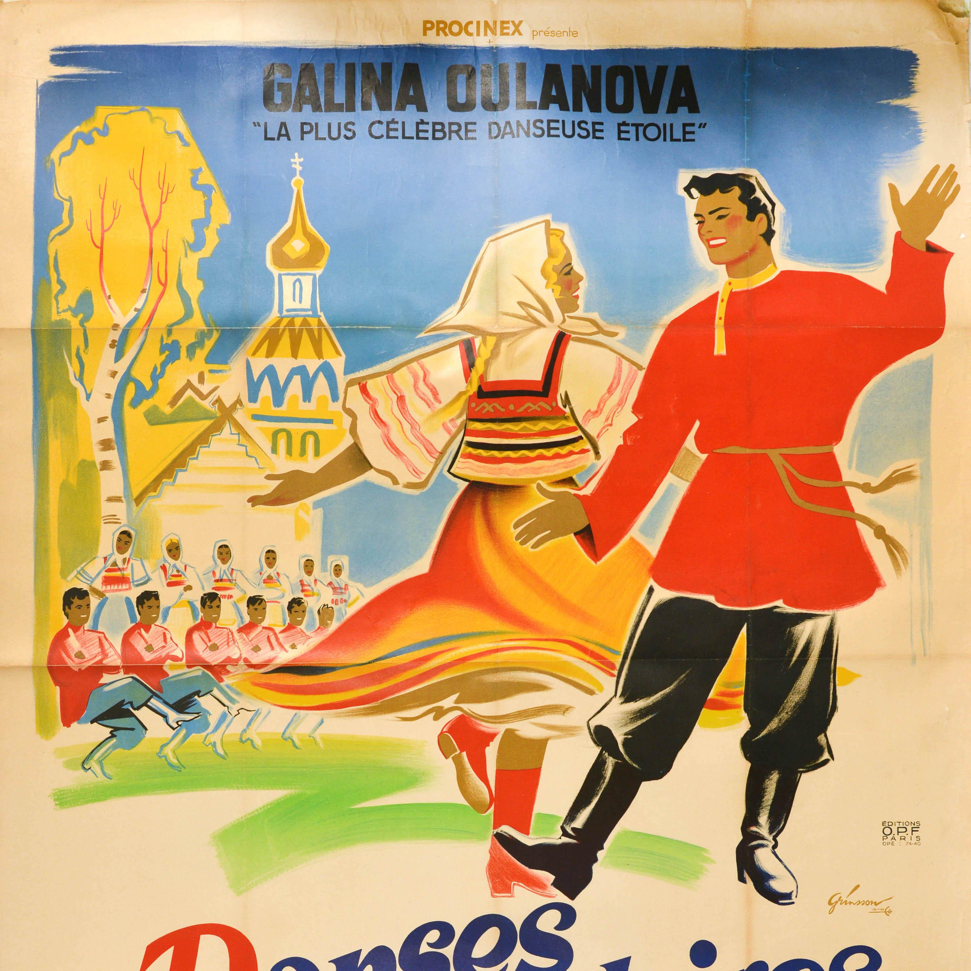 Original-Vintage-Filmplakat, Ballett, Russischer Volkstänzer Galina Oulanova, Design (Französisch) im Angebot