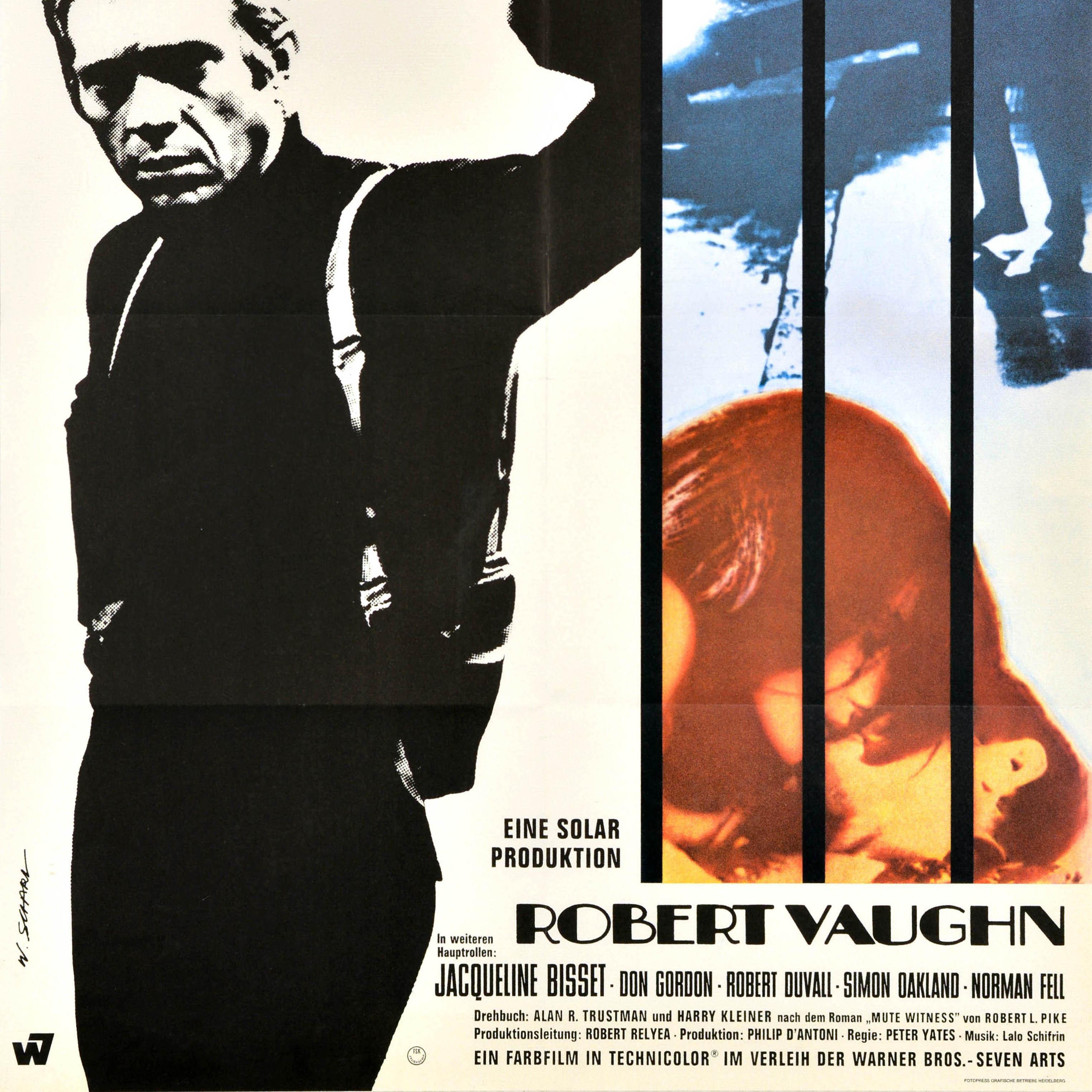 Original Vintage-Filmplakat, Bullitt Steve McQueen, Deutsch, Robert Vaughn, Film (Mitte des 20. Jahrhunderts) im Angebot