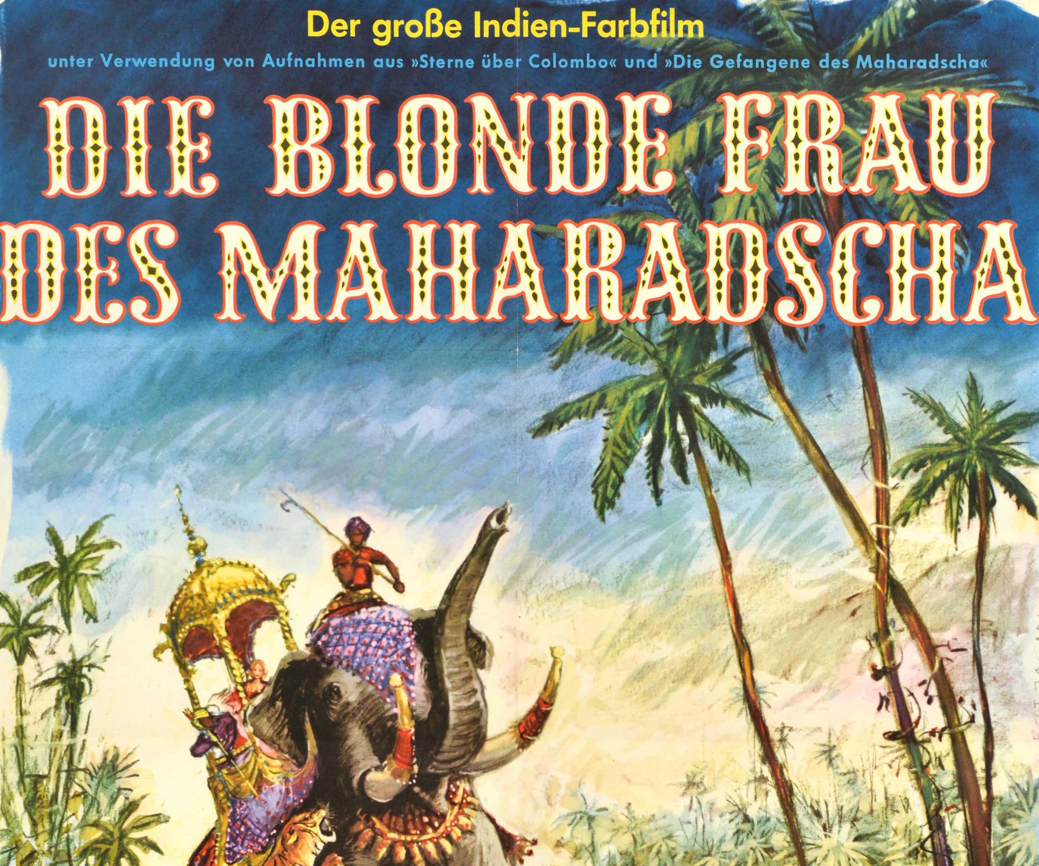 Poster cinematografico originale d'epoca Die Blonde Frau Des Maharadscha La bionda del Maharajah In condizioni buone in vendita a London, GB