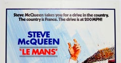 Original Vintage Movie Poster for Le Mans Car Racing Film Starring Steve McQueen