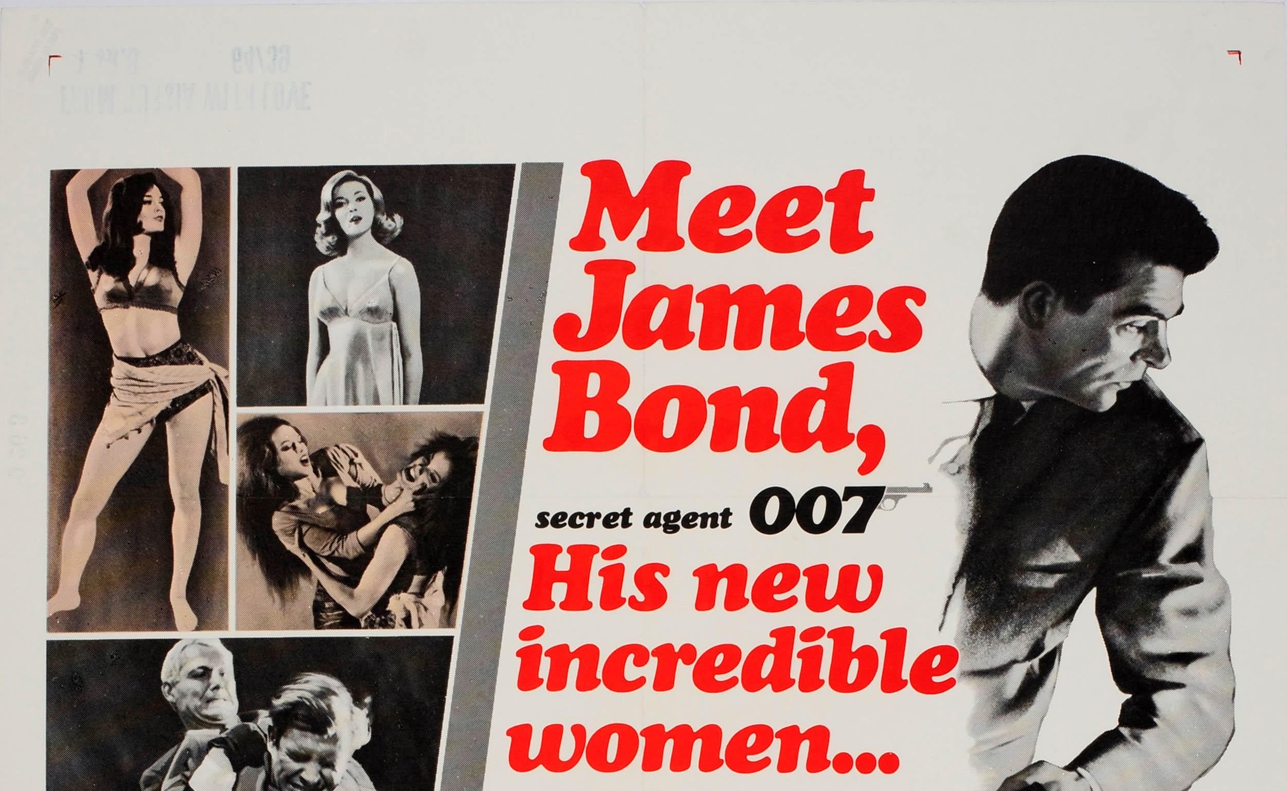 Original vintage movie poster for the US release of 007 James Bond film From Russia with Love directed by Terence Young and starring Sean Connery, Robert Shaw, Pedro Armendariz, Lotte Lenya and Bernard Lee. Great artwork showing Sean Connery as