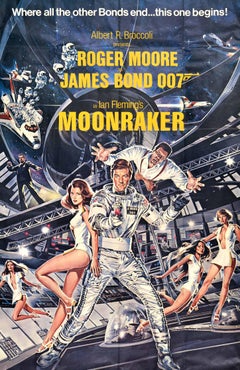 Affiche vintage originale du film James Bond 007 Moonraker Roger Moore Dan Goozee
