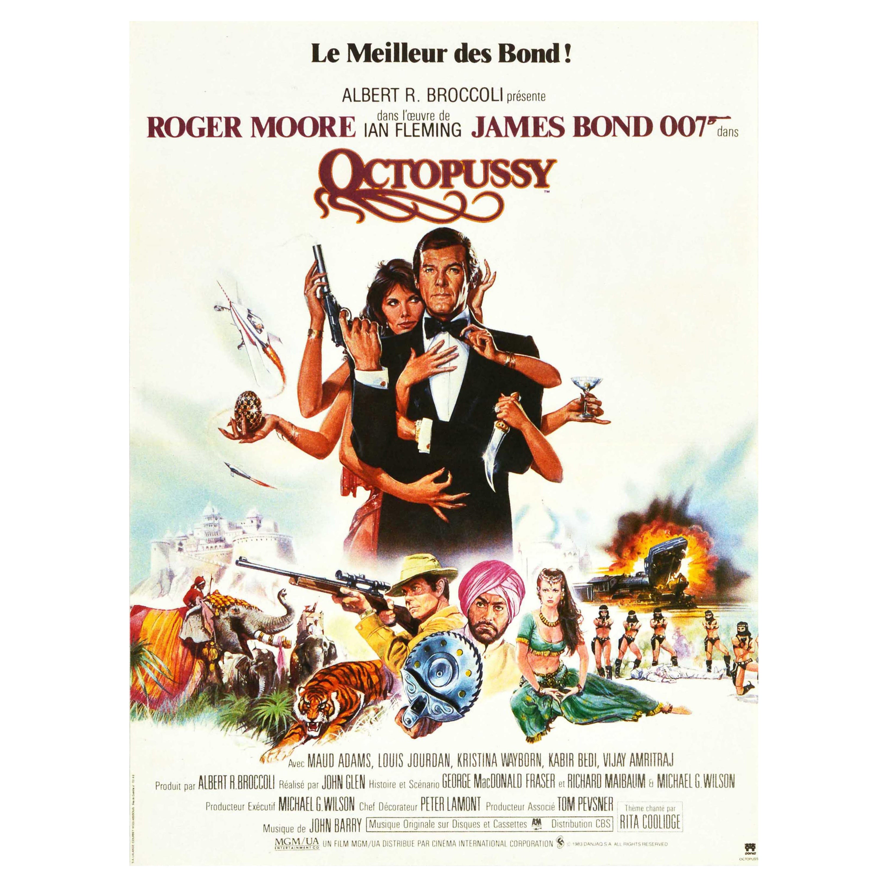 Affiche vintage originale du film James Bond 007 Octopussy, France, par Dan Goozee Moore