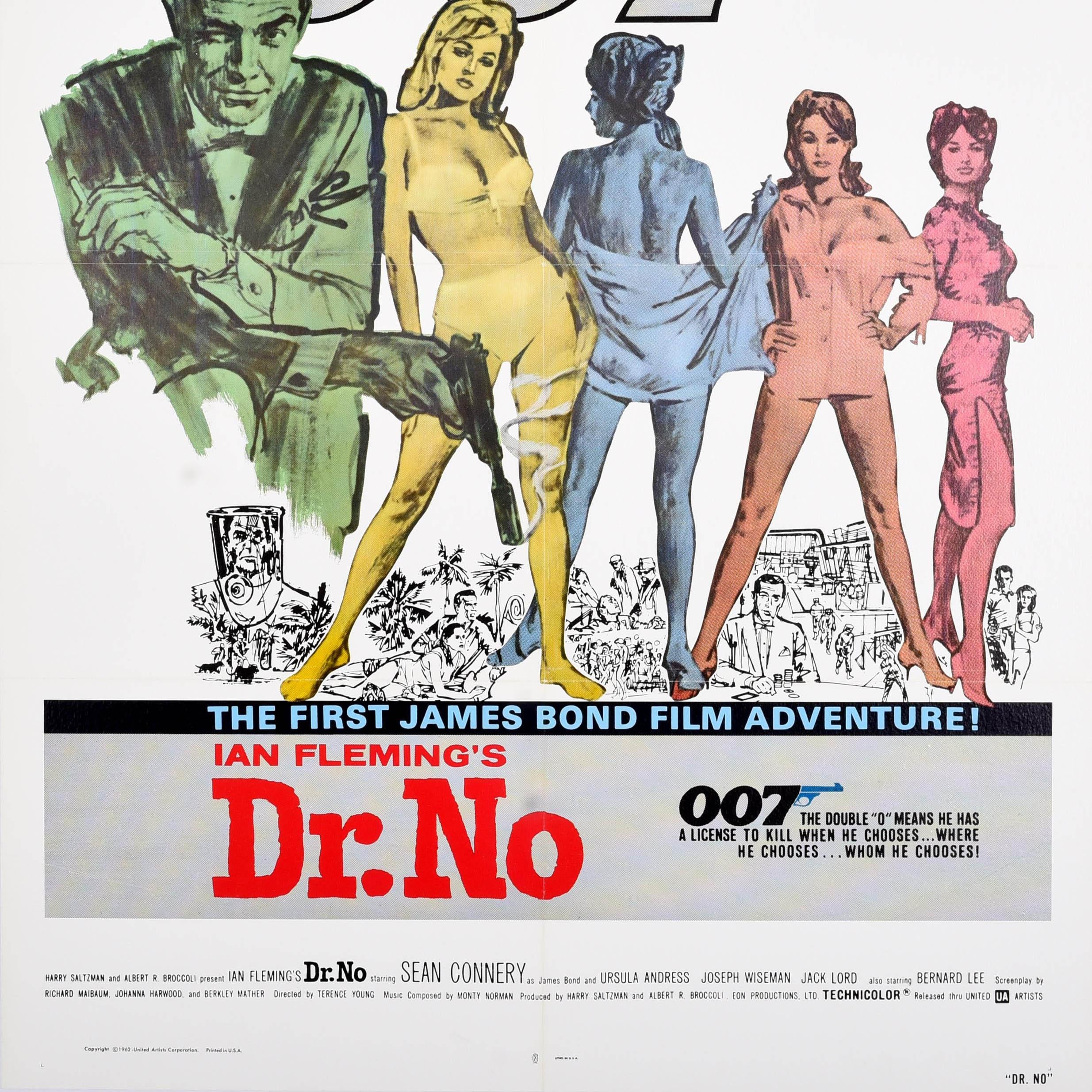 Poster cinematografico originale d'epoca David James Bond Dr No Mitchell Hooks David Mitchell In condizioni buone in vendita a London, GB