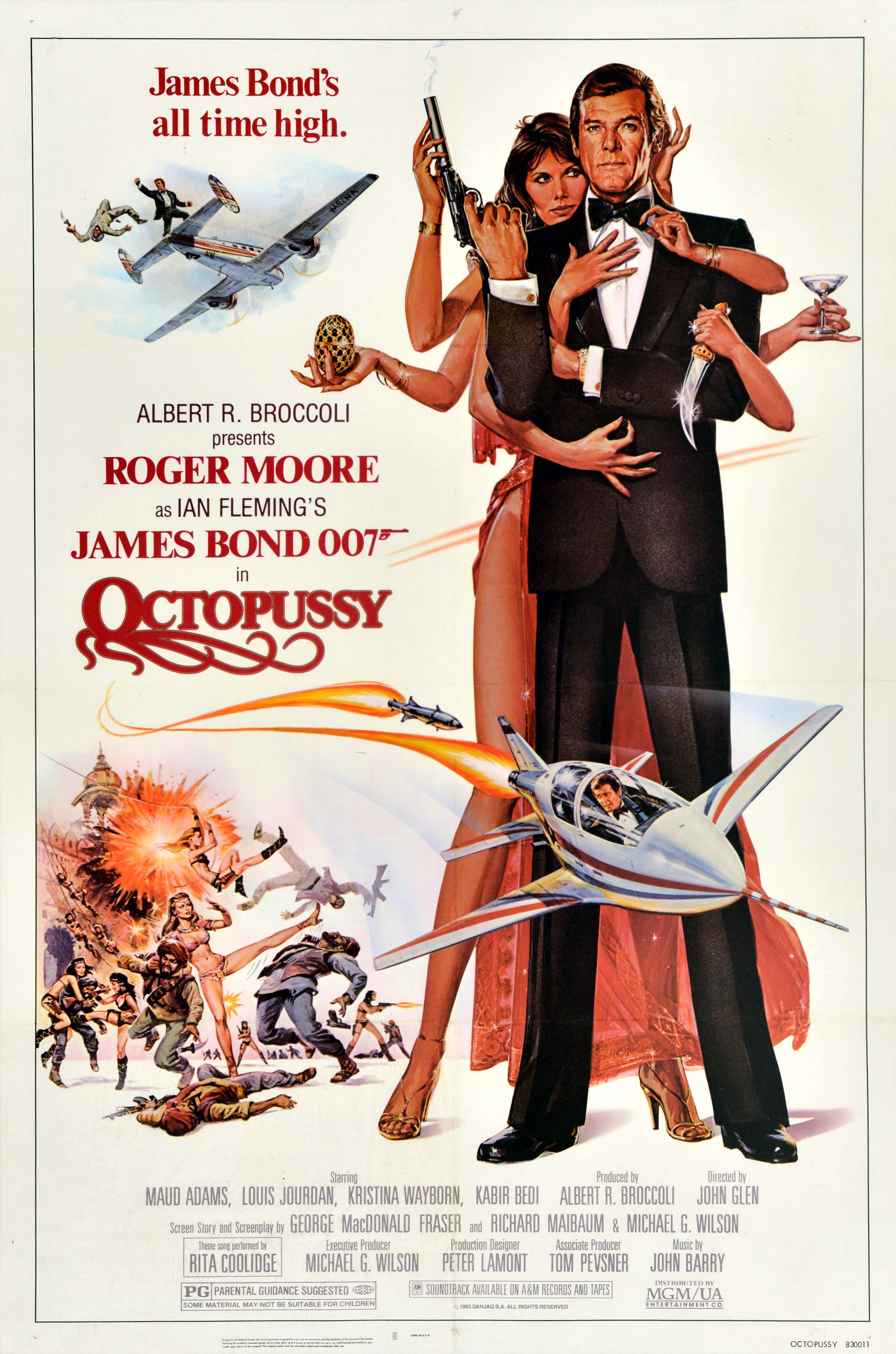 Poster cinematografico originale d'epoca James Bond Octopussy USA 007 Roger Moore Goozee in vendita