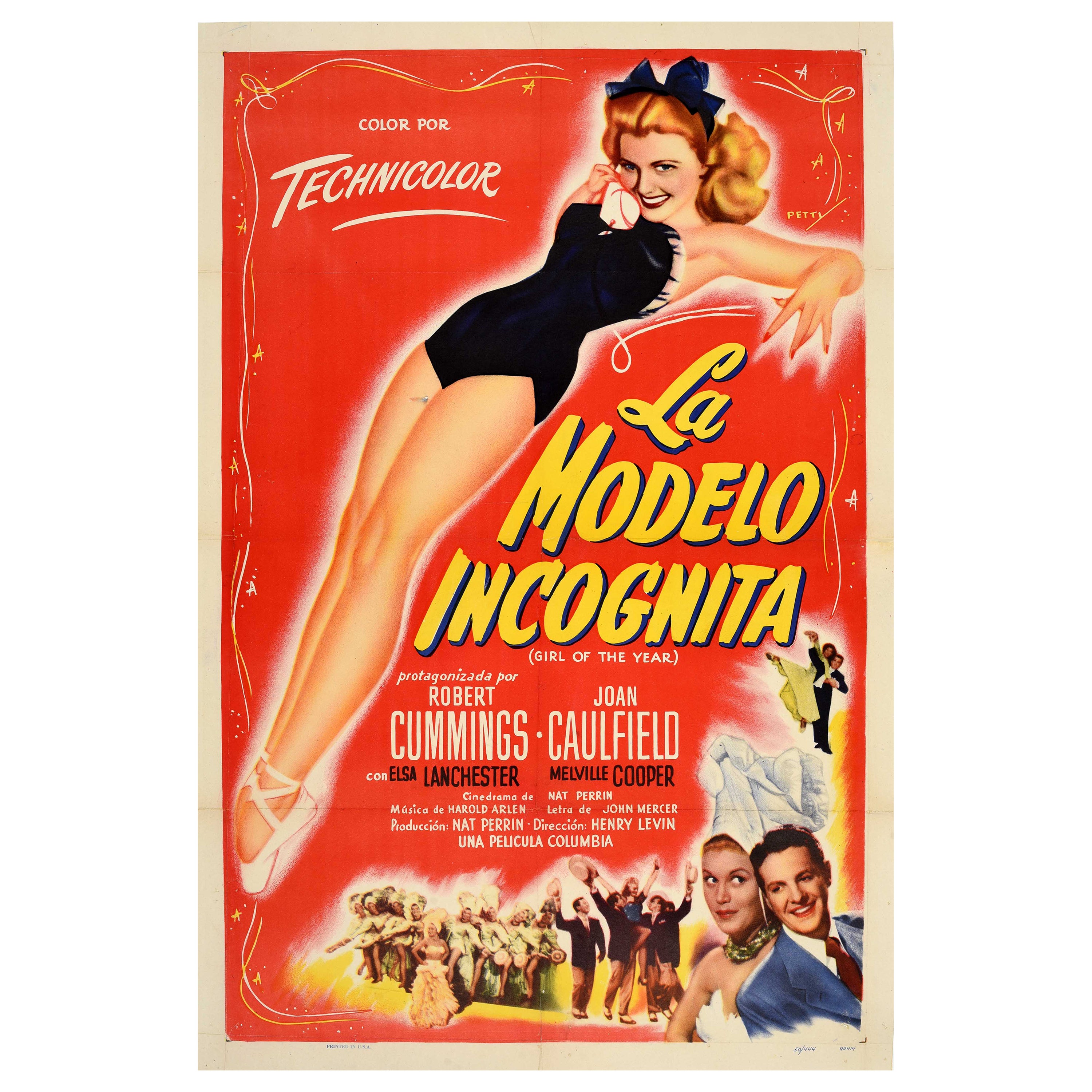 Poster cinematografico originale d'epoca La Modelo Incognita Ragazza dell'anno Petty Girl in vendita