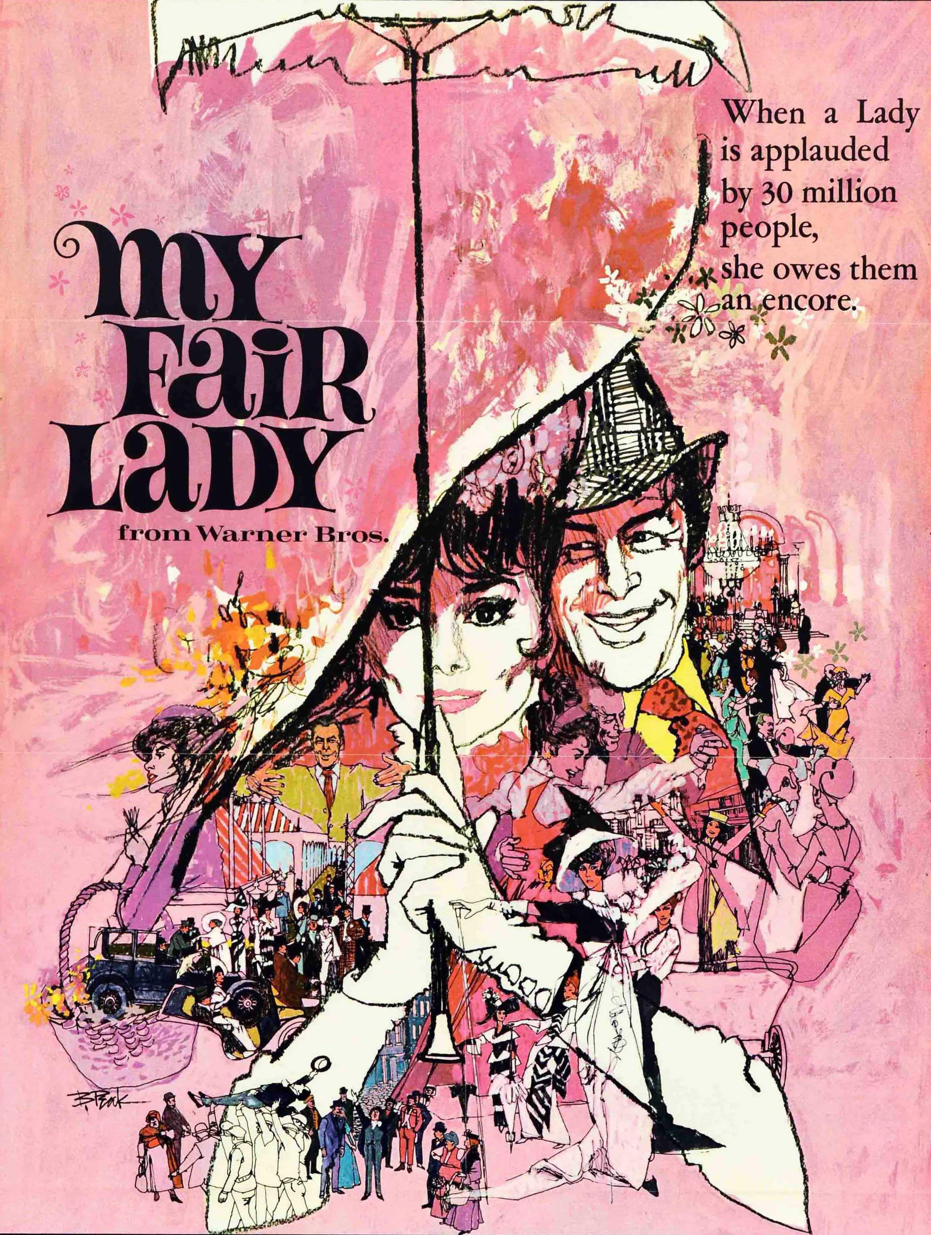 Original vintage movie poster for the re-release of the 1964 classic musical comedy film My Fair Lady 