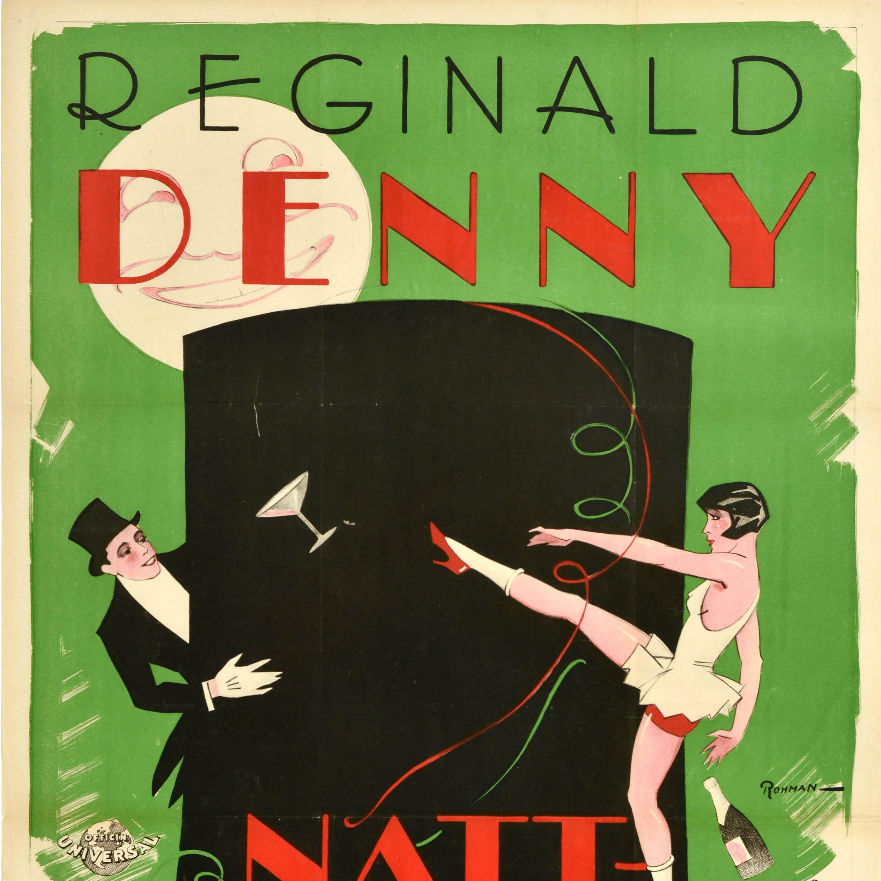 Svedese Poster cinematografico originale d'epoca Natt Kamraten L'uccello della notte Reginald Denny Svezia in vendita