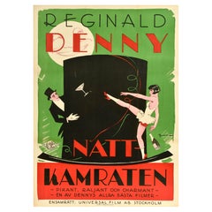Original Vintage Movie Poster Natt Kamraten The Night Bird Reginald Denny Sweden