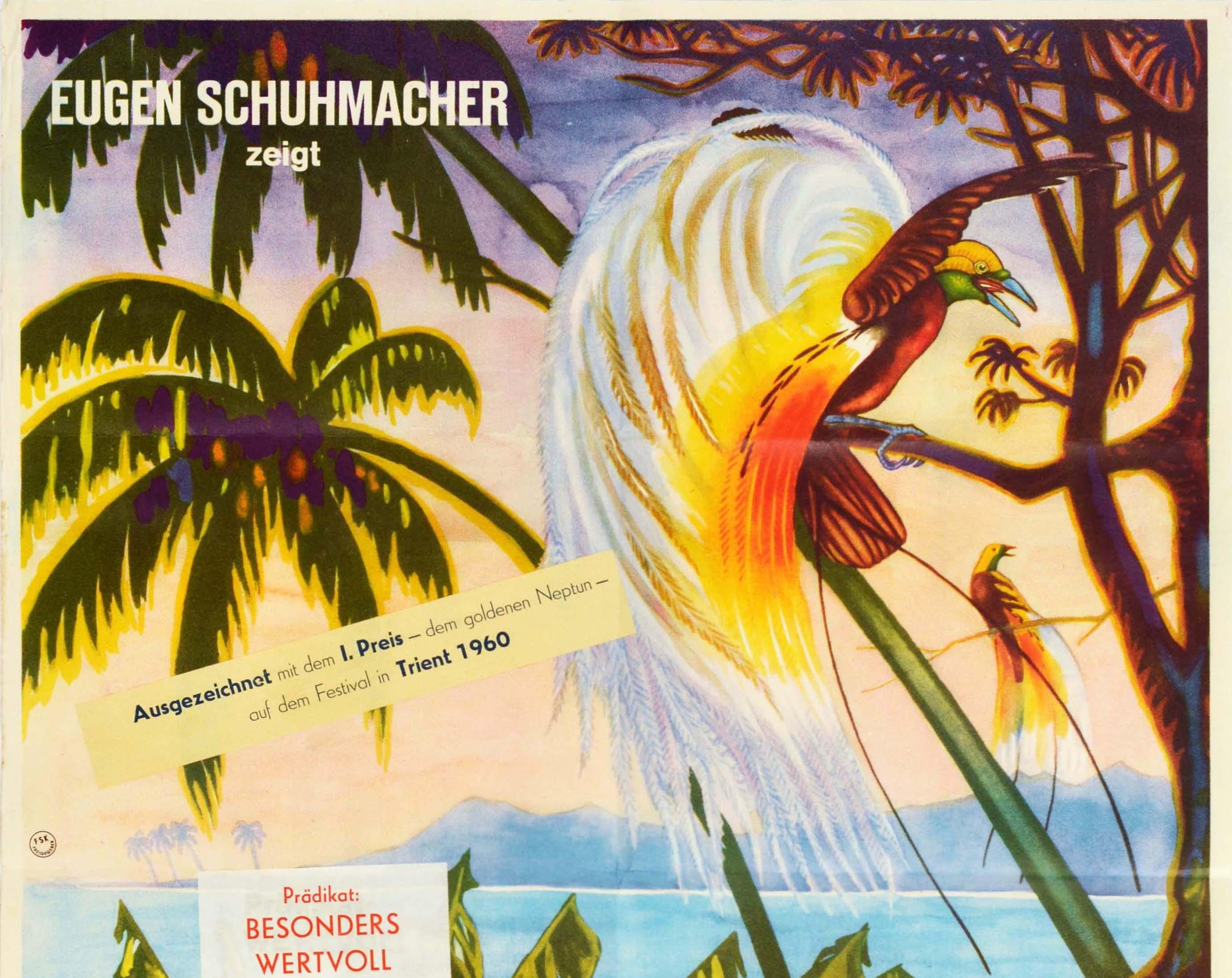 Original vintage film poster for a German nature documentary about New Guinea - Geisterland Der Sudsee / The Fabulous South Seas (Spirit Land of the South Seas) - directed by Eugen Schuhmacher featuring a tropical rainforest design with a man in a