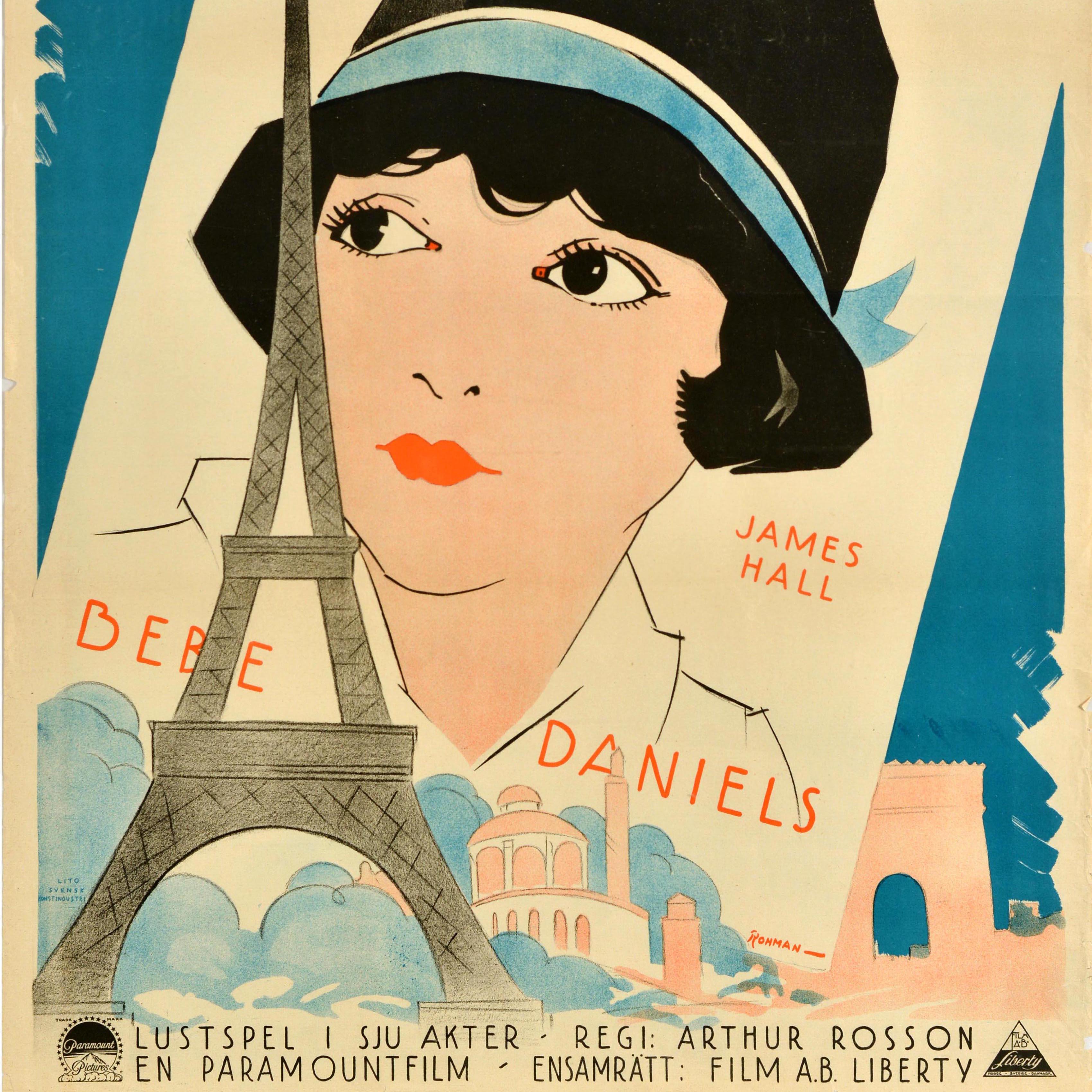 Original Vintage Film Poster Paris Erluft Gestrandet In Paris Bebe Daniels im Zustand „Relativ gut“ im Angebot in London, GB