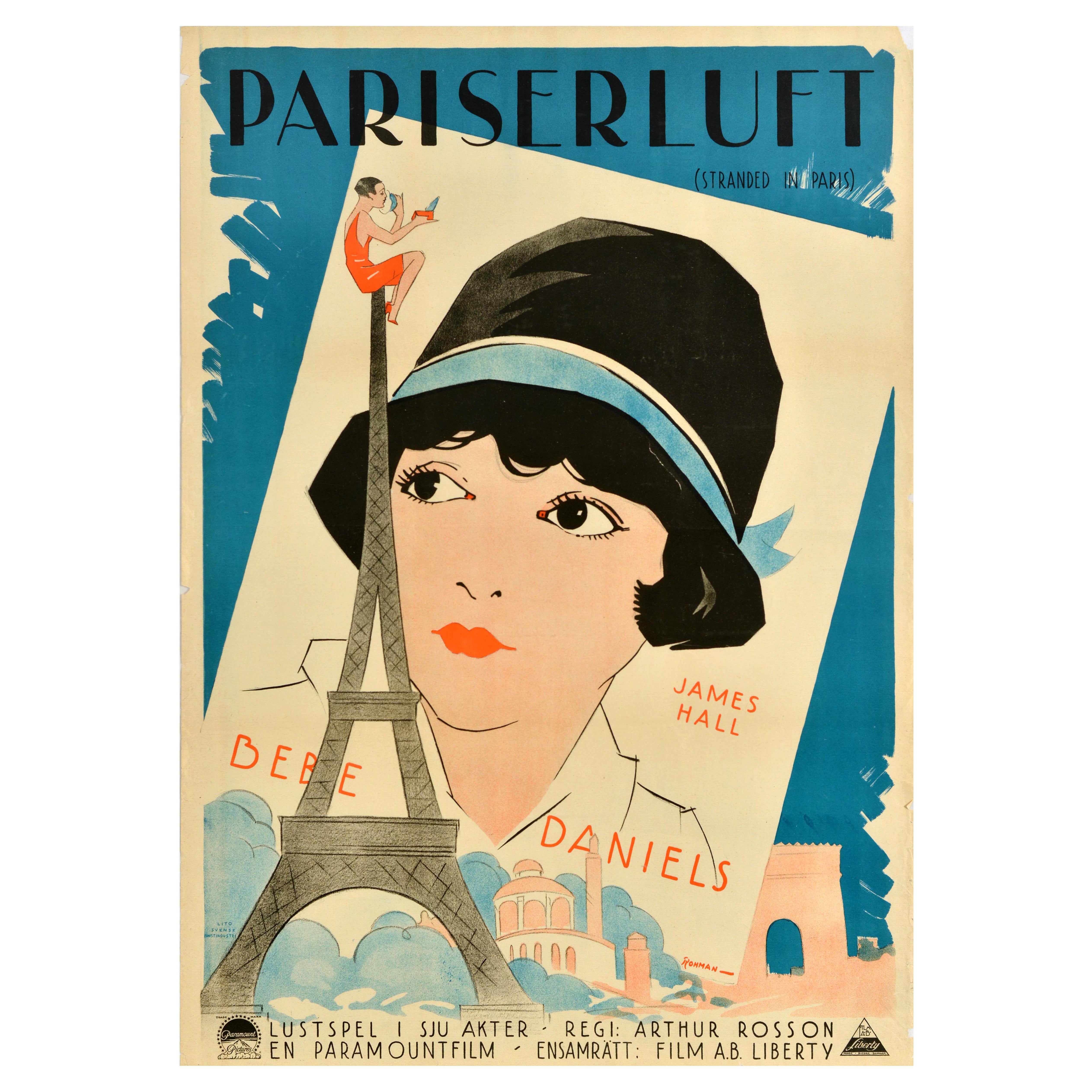 Original Vintage Film Poster Paris Erluft Gestrandet In Paris Bebe Daniels im Angebot