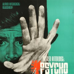 Original Vintage Movie Poster Psycho Alfred Hitchcock German Release L Peltzer
