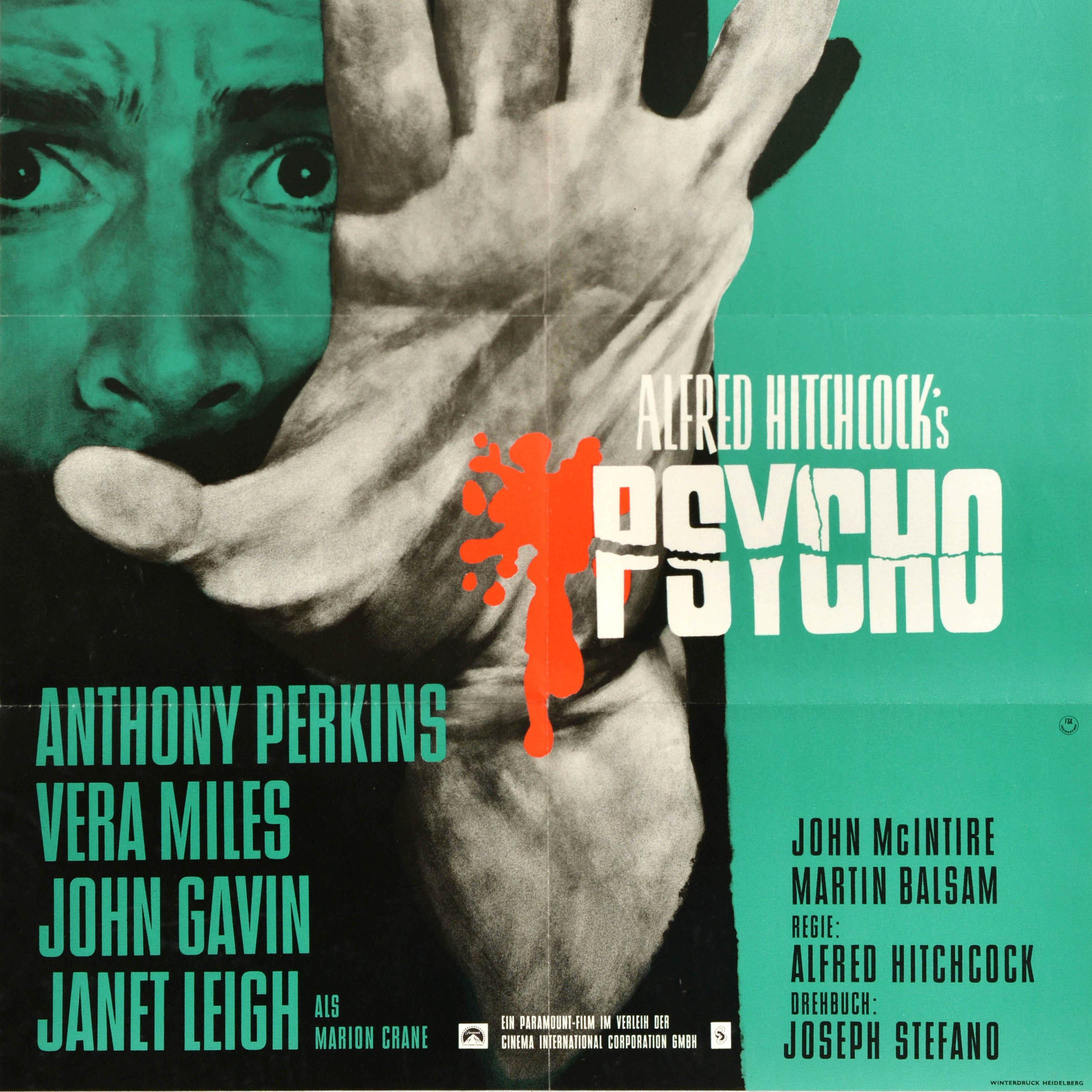 Poster originale d'epoca per il film Psycho Alfred Hitchcock, edizione tedesca L Peltzer In condizioni buone in vendita a London, GB