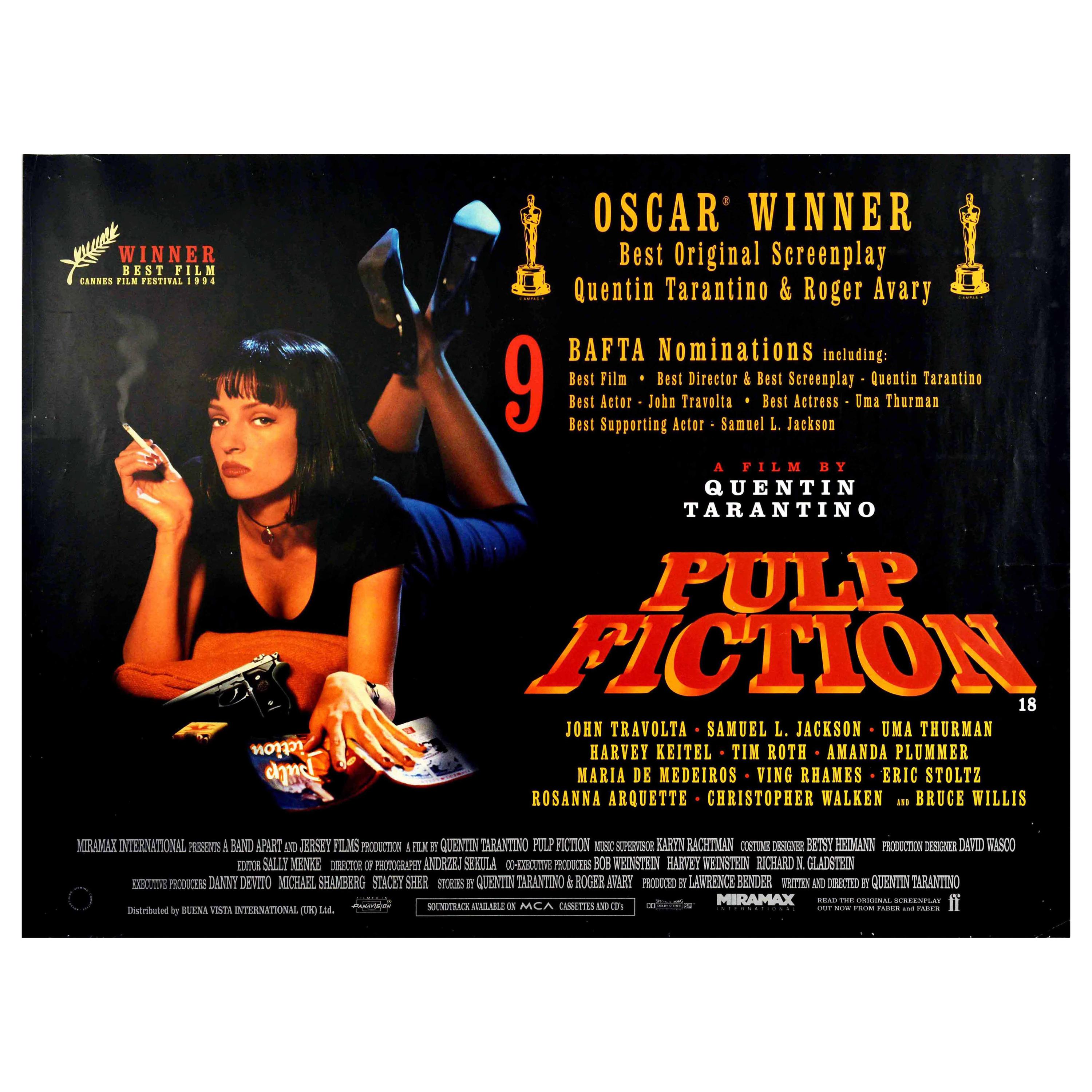 Original Vintage Movie Poster Pulp Fiction Quentin Tarantino Oscars Bafta Cannes