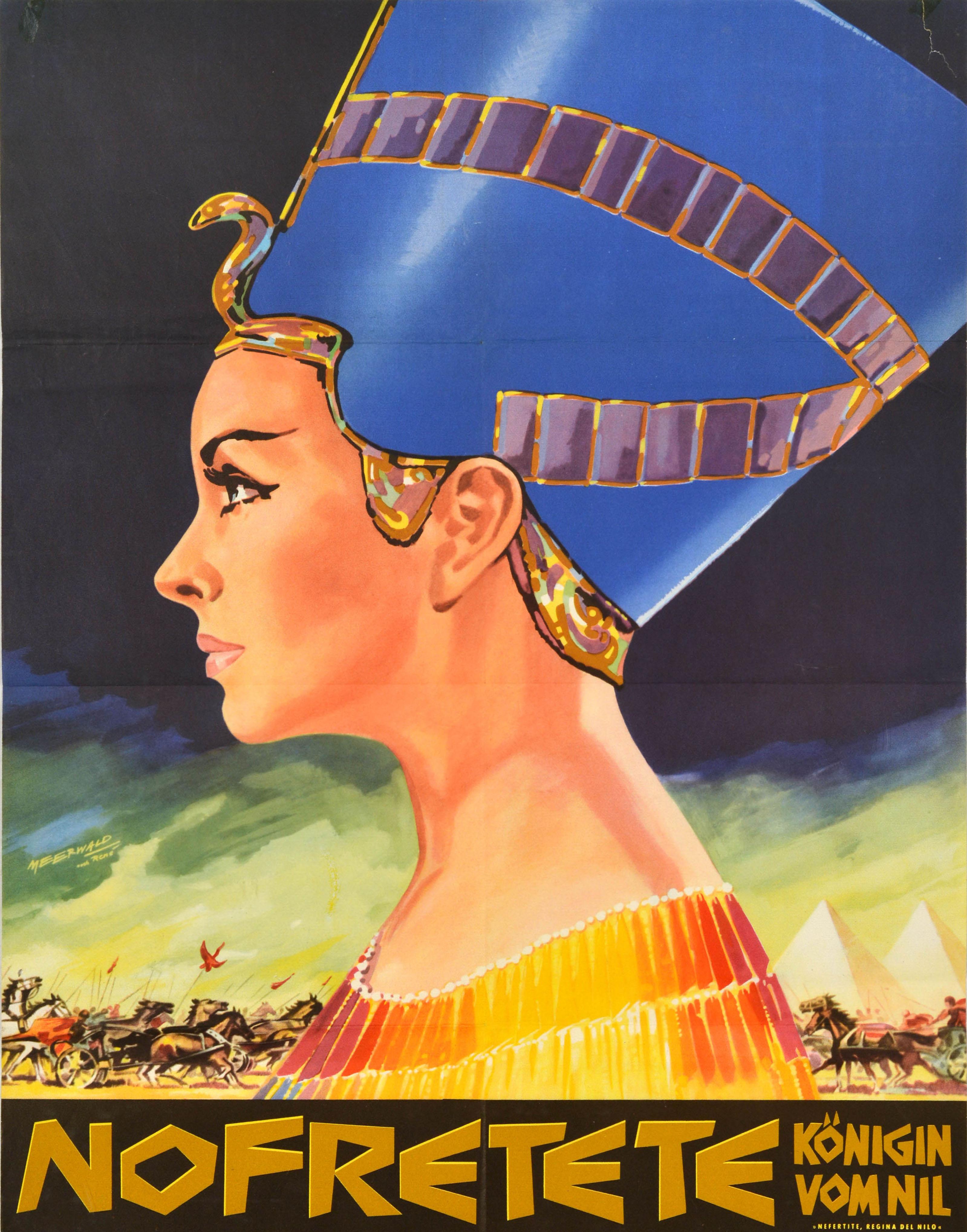 Original Vintage Movie Poster Queen Of The Nile Egypt Nefertiti Nofretete Film Alemán en venta