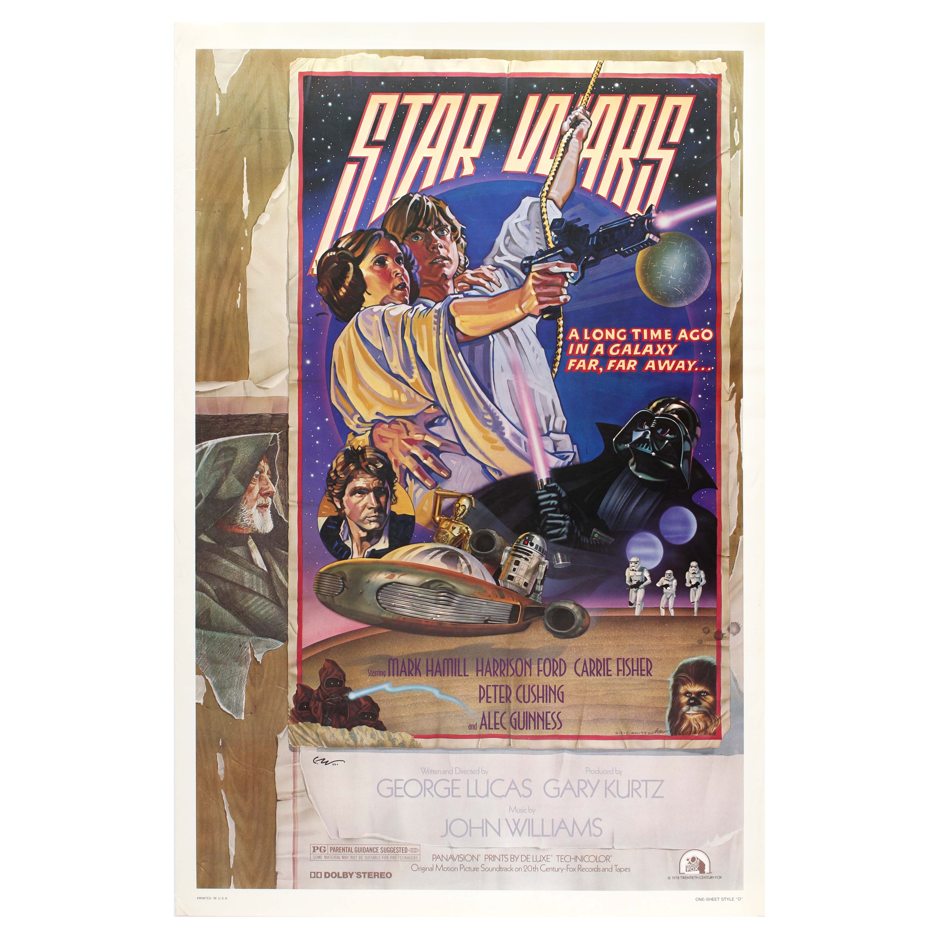 Original-Vintage-Filmplakat „Star Wars Saga“, Episode IV, „A New Hope“, D