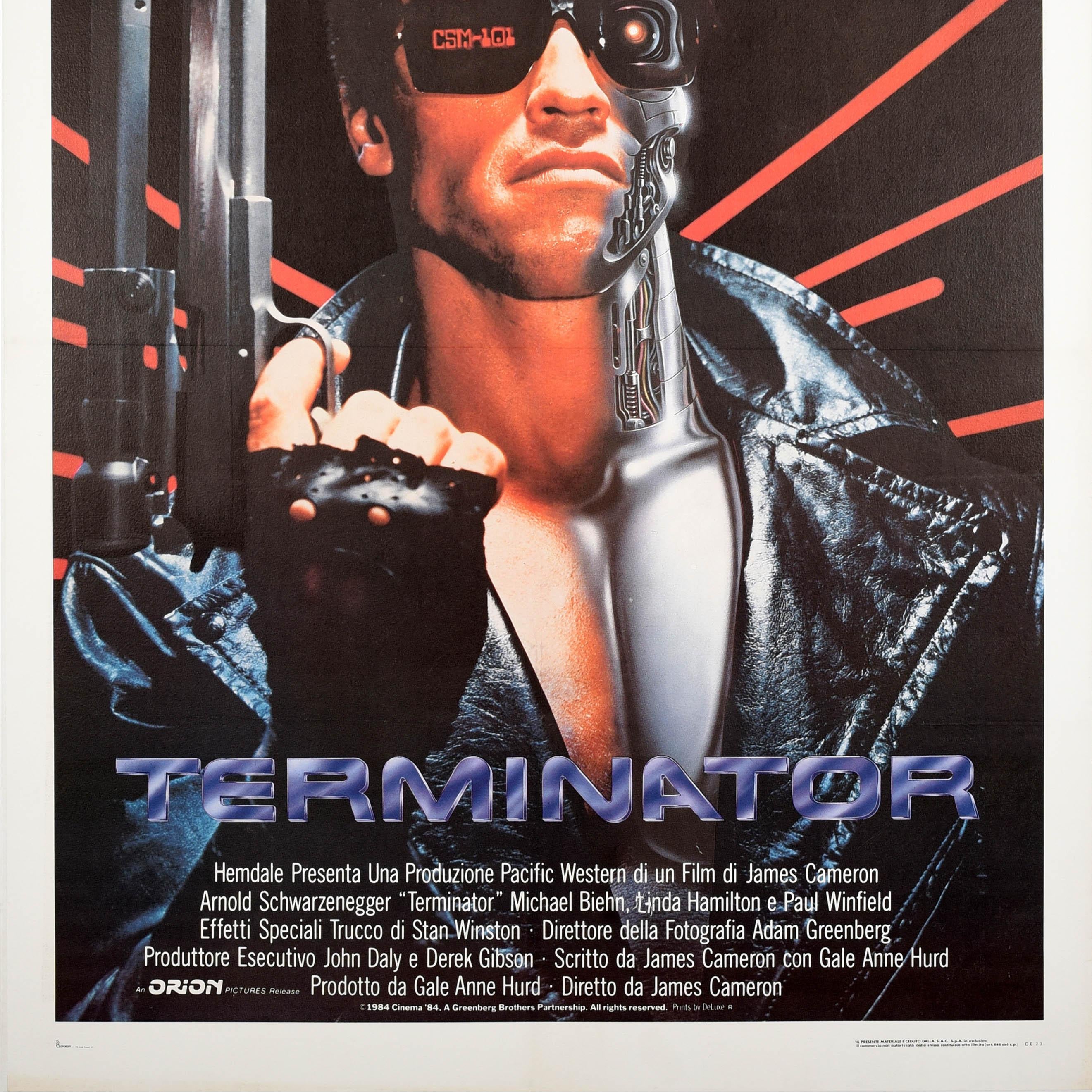 Original Vintage Movie Poster Terminator Arnold Schwarzenegger James Cameron In Good Condition For Sale In London, GB