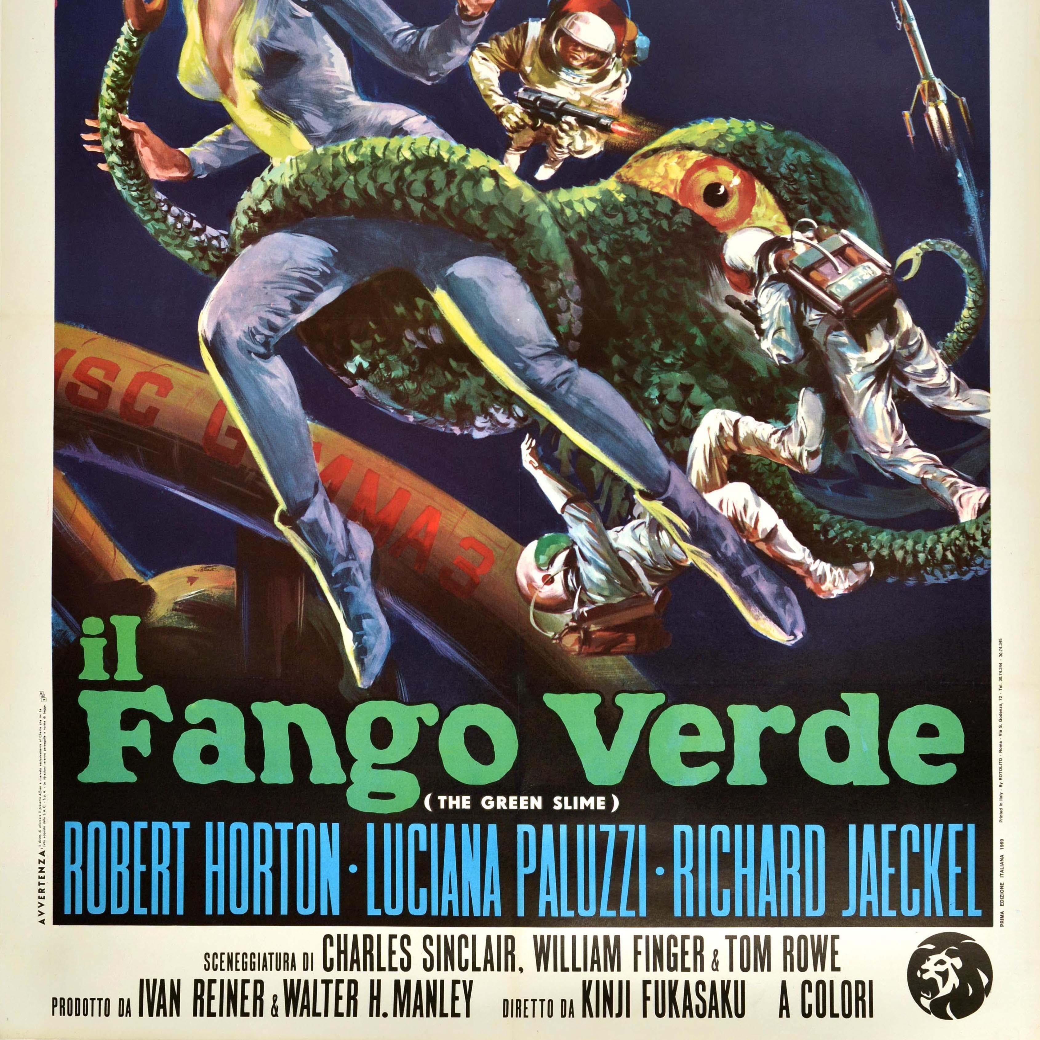 Poster cinematografico originale d'epoca The Green Slime Il Fango Verde Film Horror SciFi In condizioni buone in vendita a London, GB