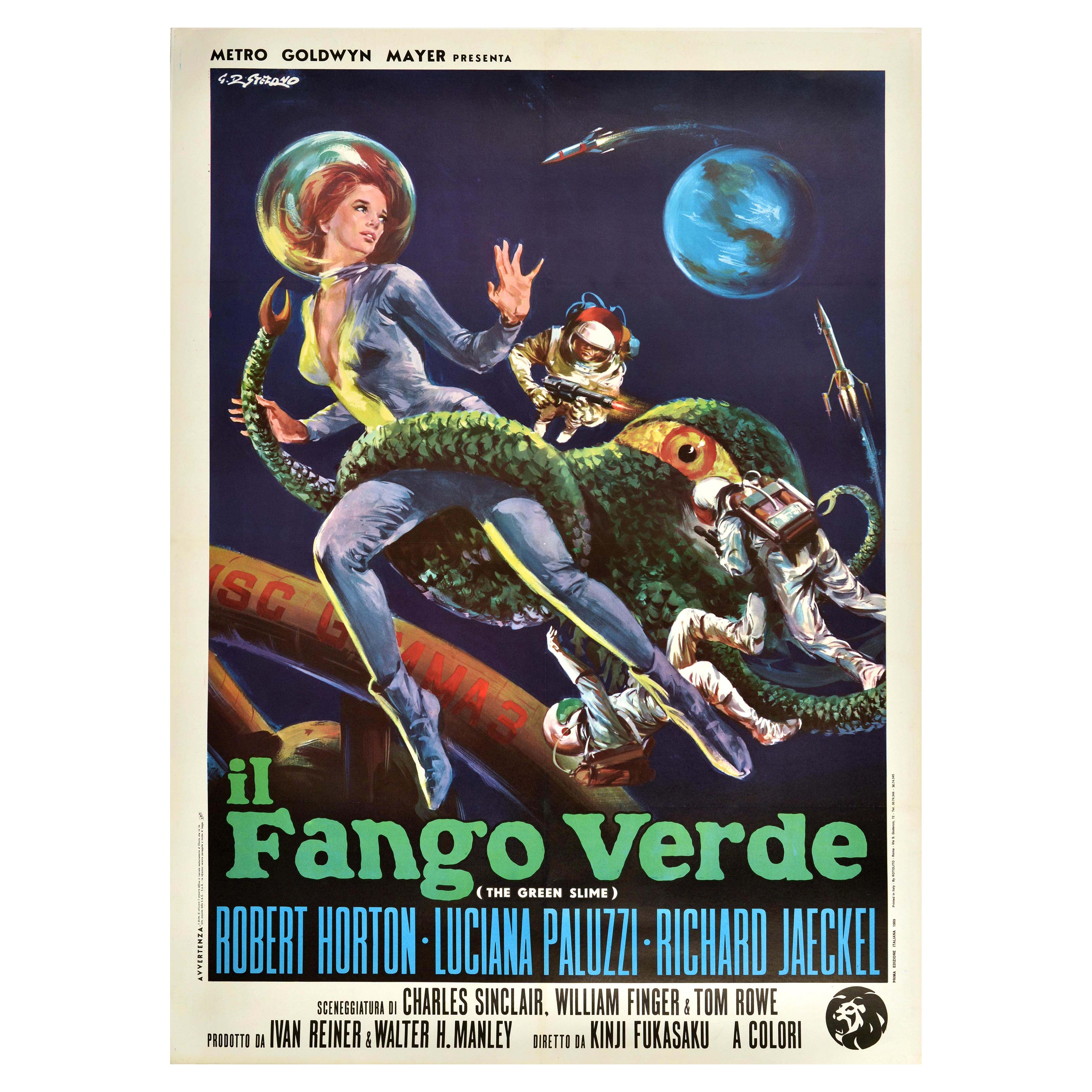 Poster cinematografico originale d'epoca The Green Slime Il Fango Verde Film Horror SciFi