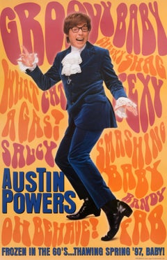 Original Vintage Movie Teaser Poster Austin Powers International Man of Mystery