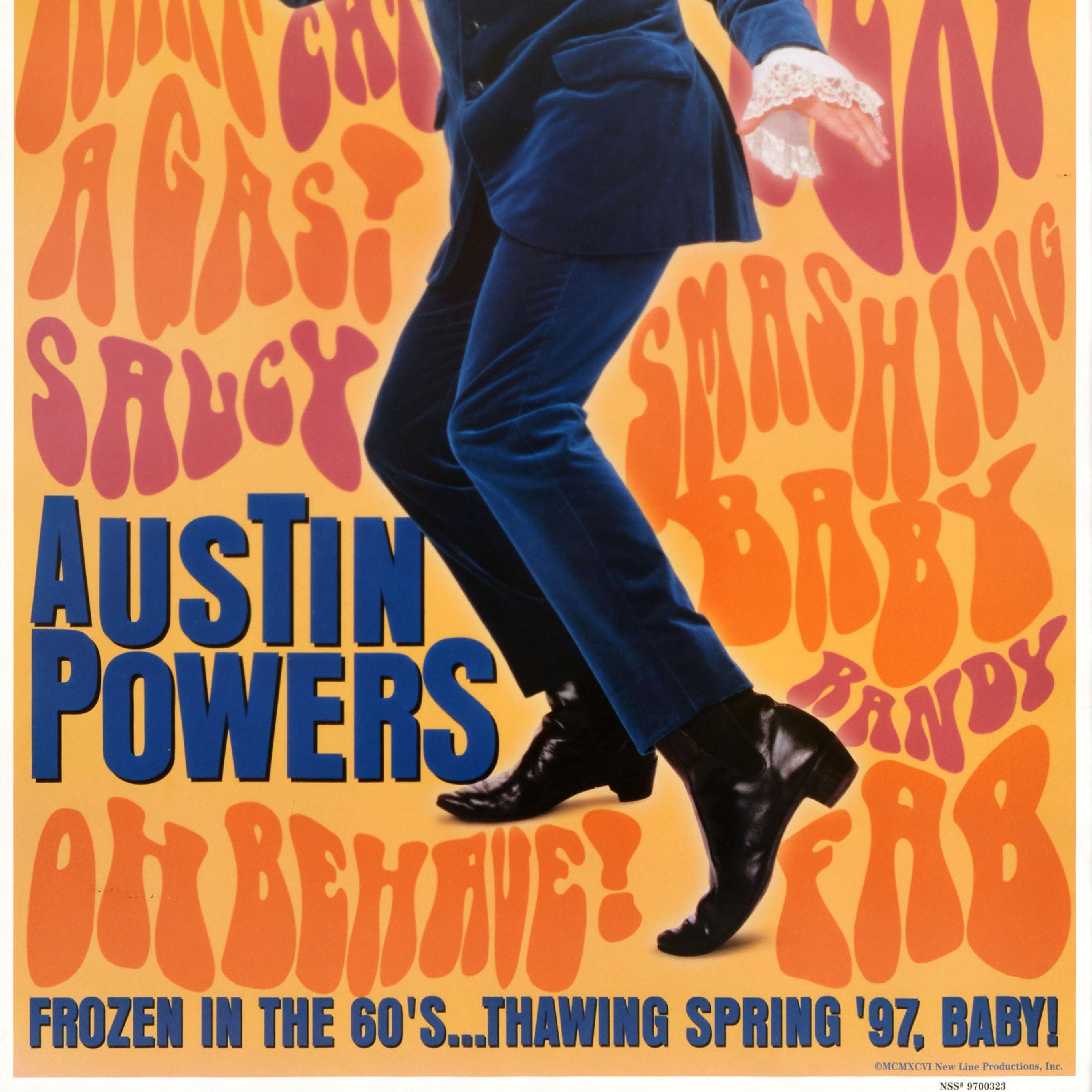 Poster teaser originale del film d'epoca Austin Powers - L'uomo del mistero internazionale In condizioni ottime in vendita a London, GB