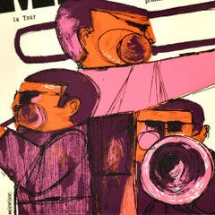 Original Vintage Music Advertising Poster Comblain International Jazz Festival