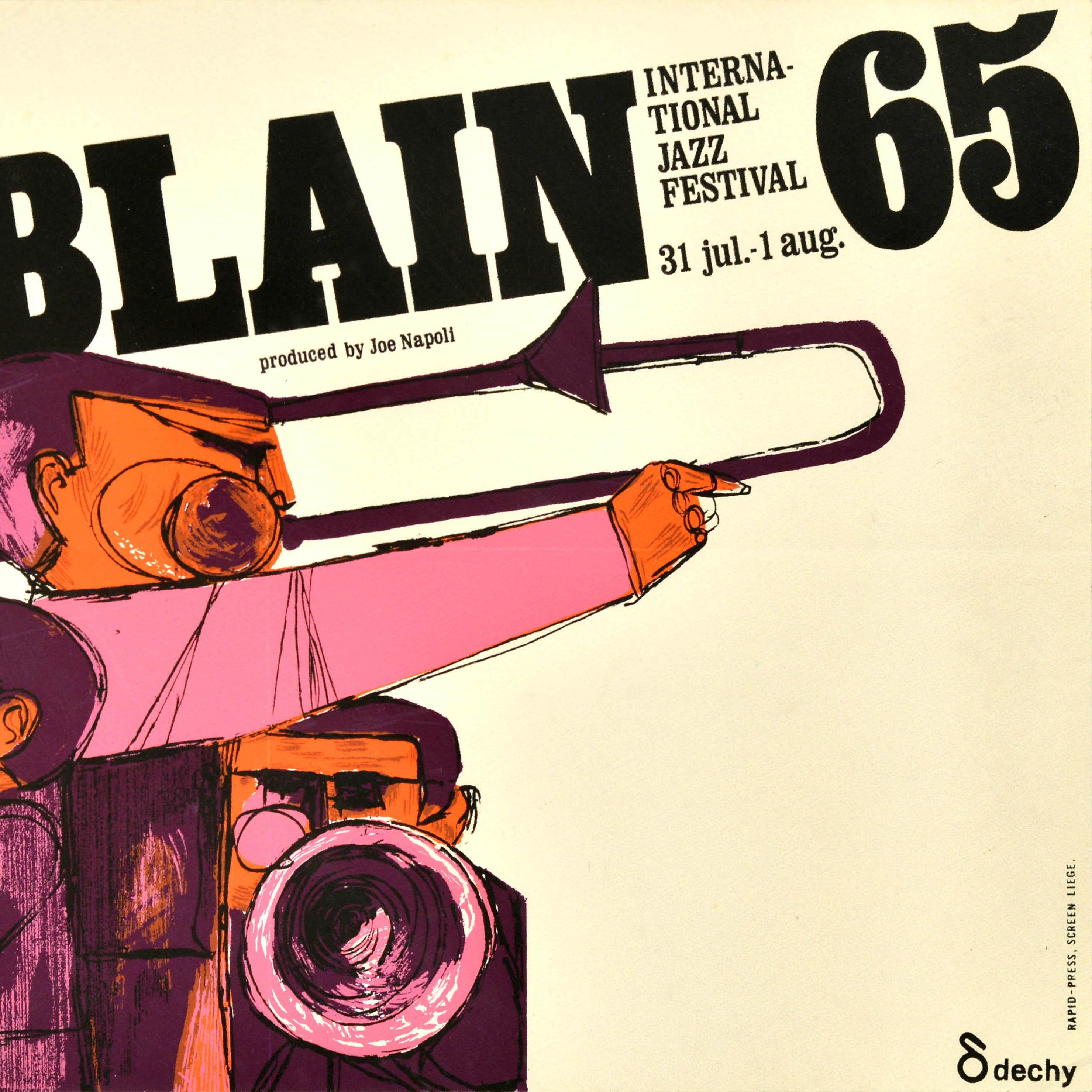 Original-Vintage-Werbeplakat Comblain International Jazz Festival  im Zustand „Gut“ im Angebot in London, GB