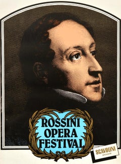 Original Vintage Music Advertising Poster Rossini Opera Festival Pesaro Italy