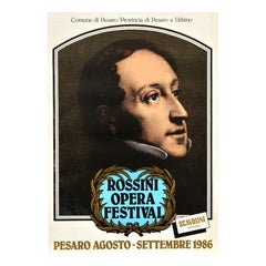 Original Vintage Music Advertising Poster Rossini Opera Festival Pesaro Italy