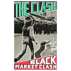 Poster pubblicitario musicale d'epoca originale The Clash Punk Rock Black Market Clash
