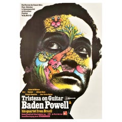 Original Vintage Music Advertising Poster Tristeza On Guitar Baden Powell Jazz