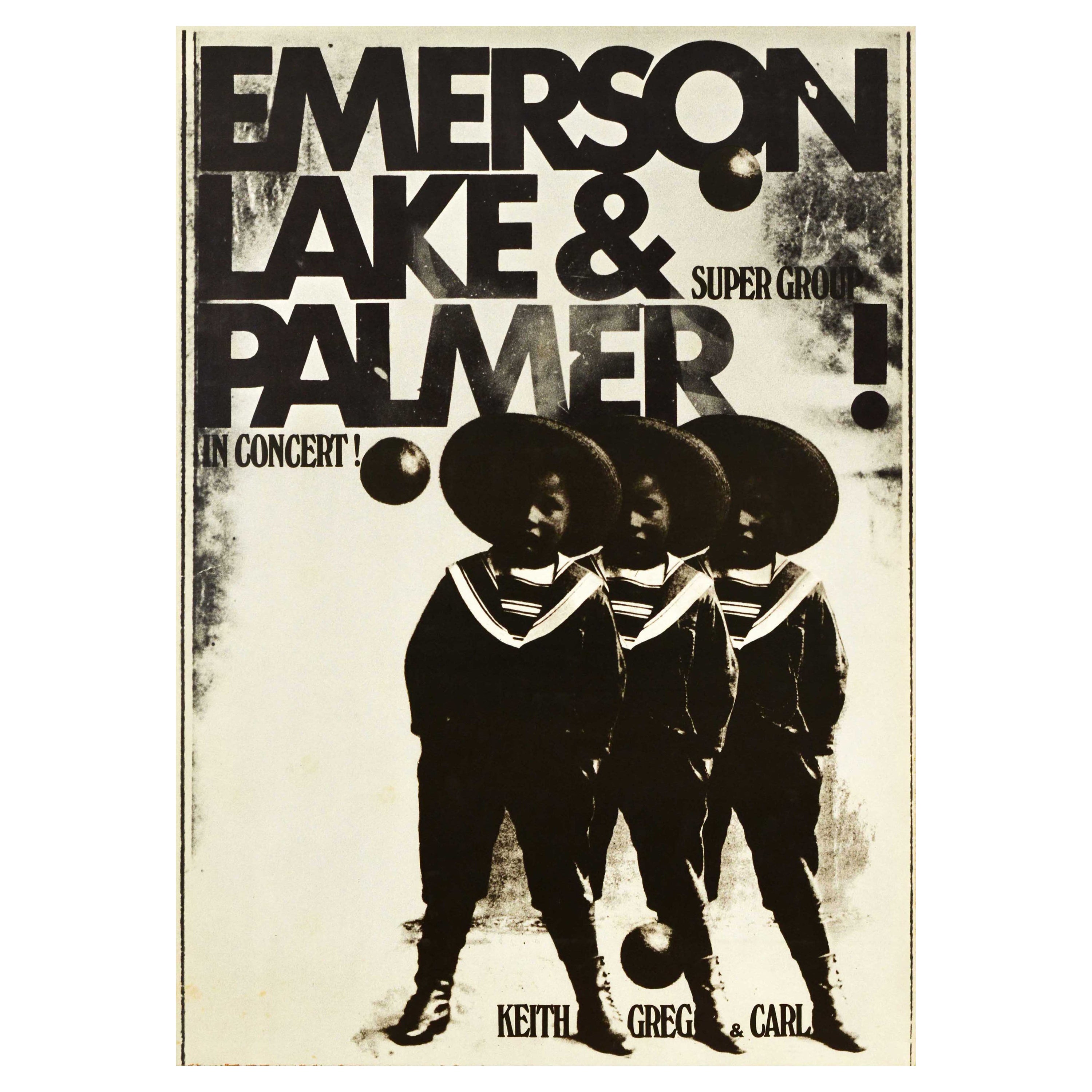Poster originale di un concerto musicale d'epoca Emerson Lake & Palmer Super Group Art Rock in vendita