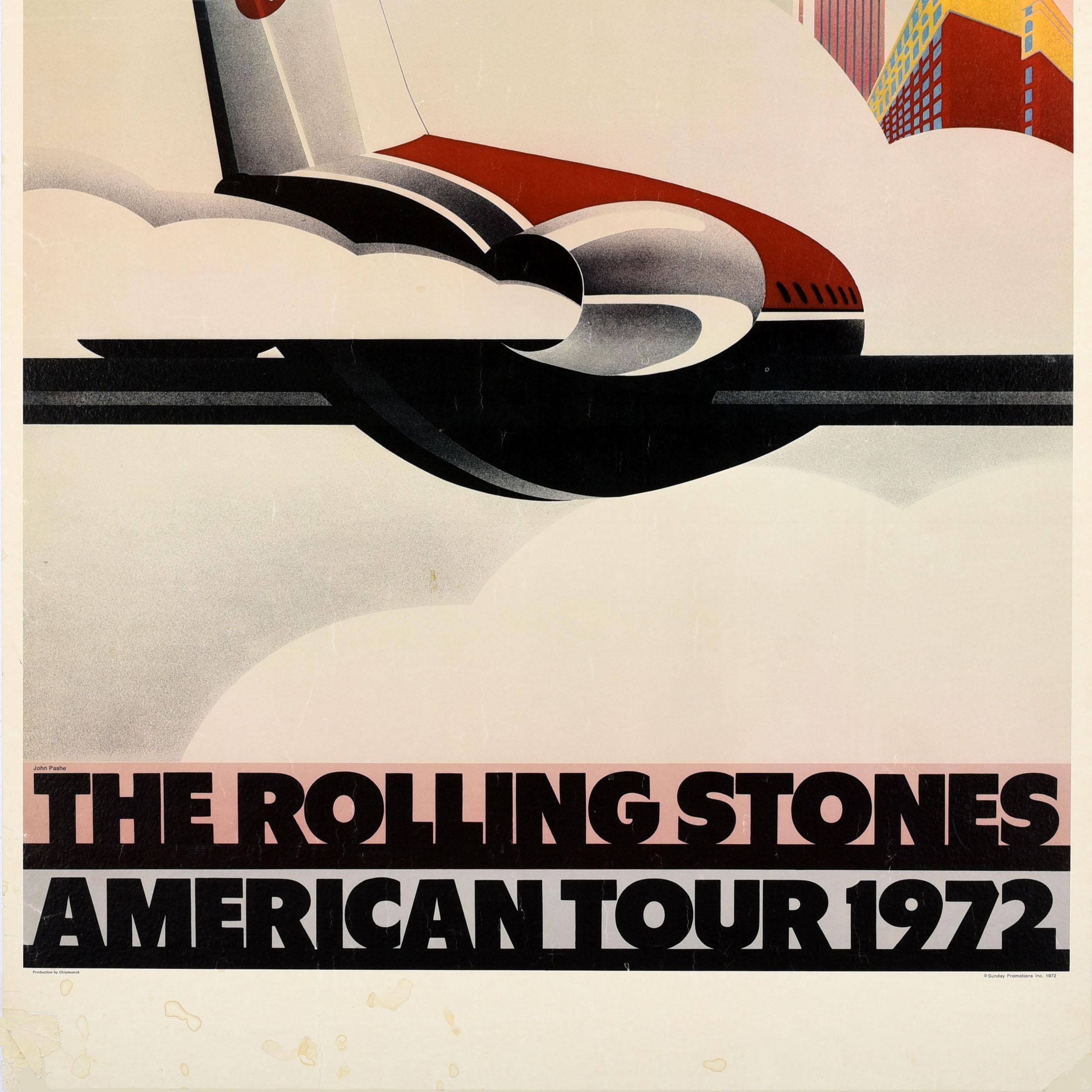 Late 20th Century Original Vintage Music Concert Poster Rolling Stones American Tour 1972 Pashe For Sale