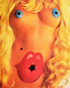 Affiche de concert de musique vintage originale des Rolling Stones, tournée européenne, Pasche nue