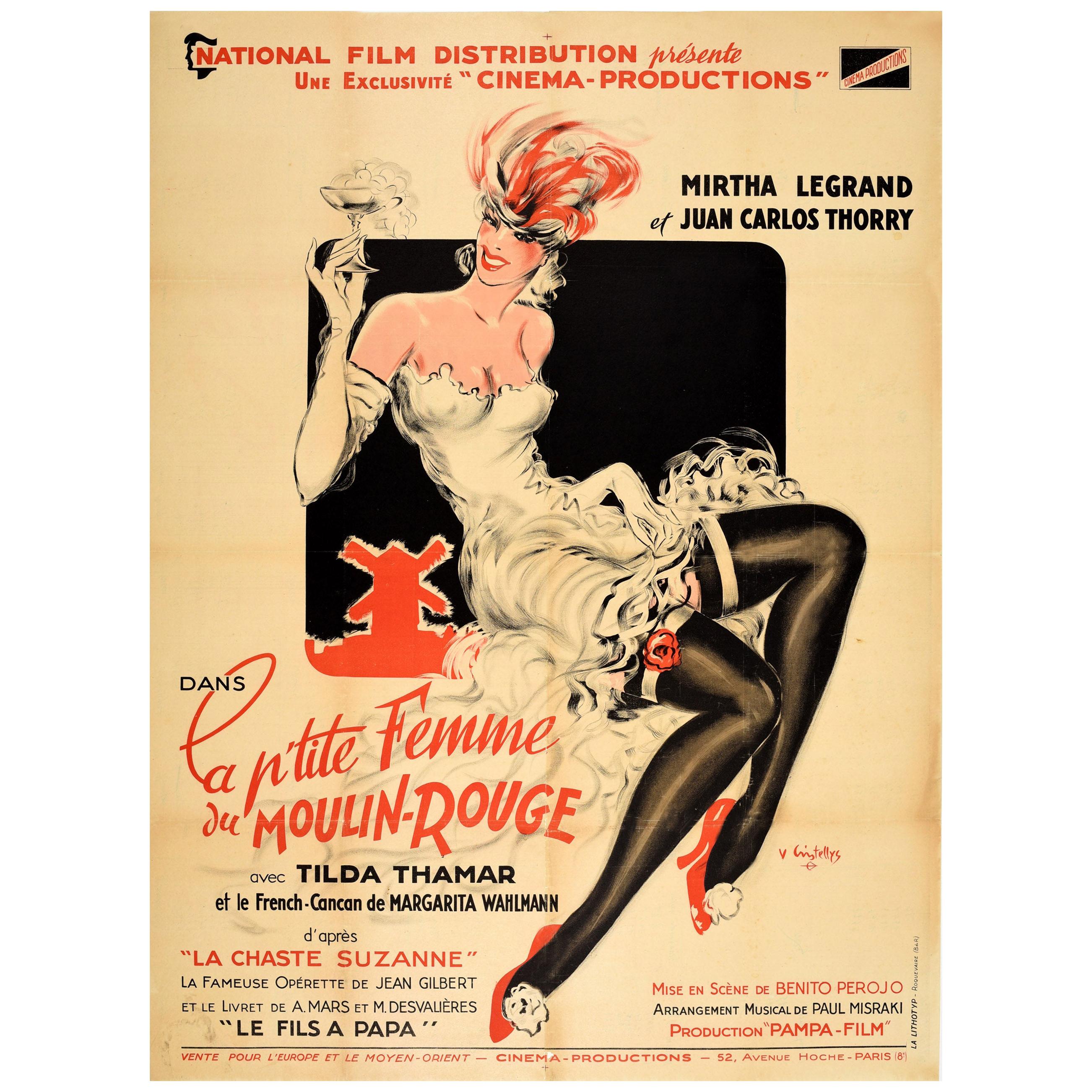 Original Vintage Music Movie Poster La P'tite Femme Du Moulin Rouge Chaste Susan For Sale