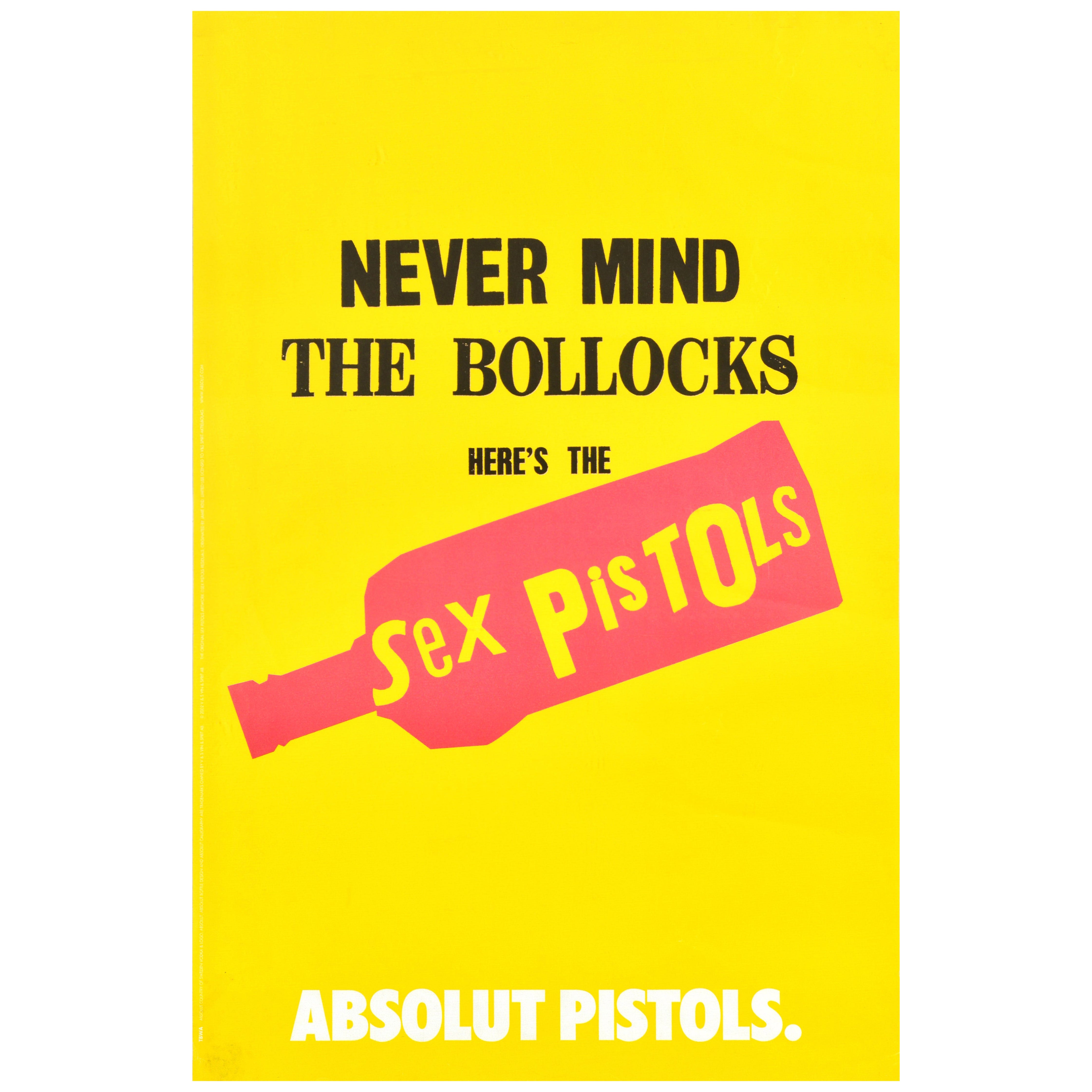 Original Vintage-Musikplakat Absolut Vodka Sex Pistolen, Never Mind The Bollocks, Original