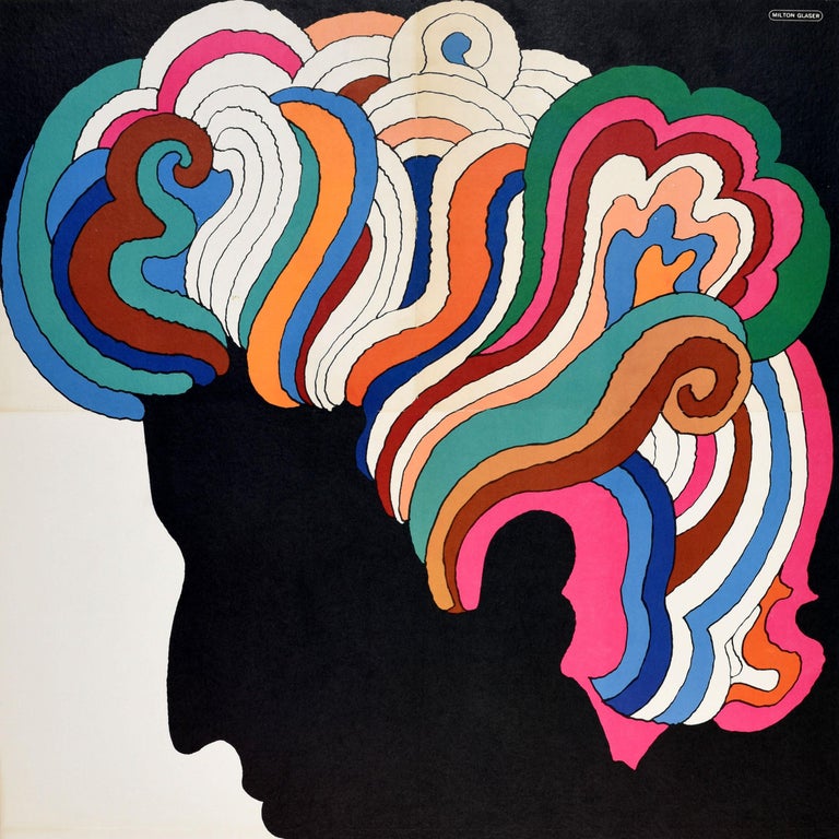 Poster musicale originale d'epoca Bob Dylan Milton Glaser Psychedelic  Design Art in vendita su 1stDibs
