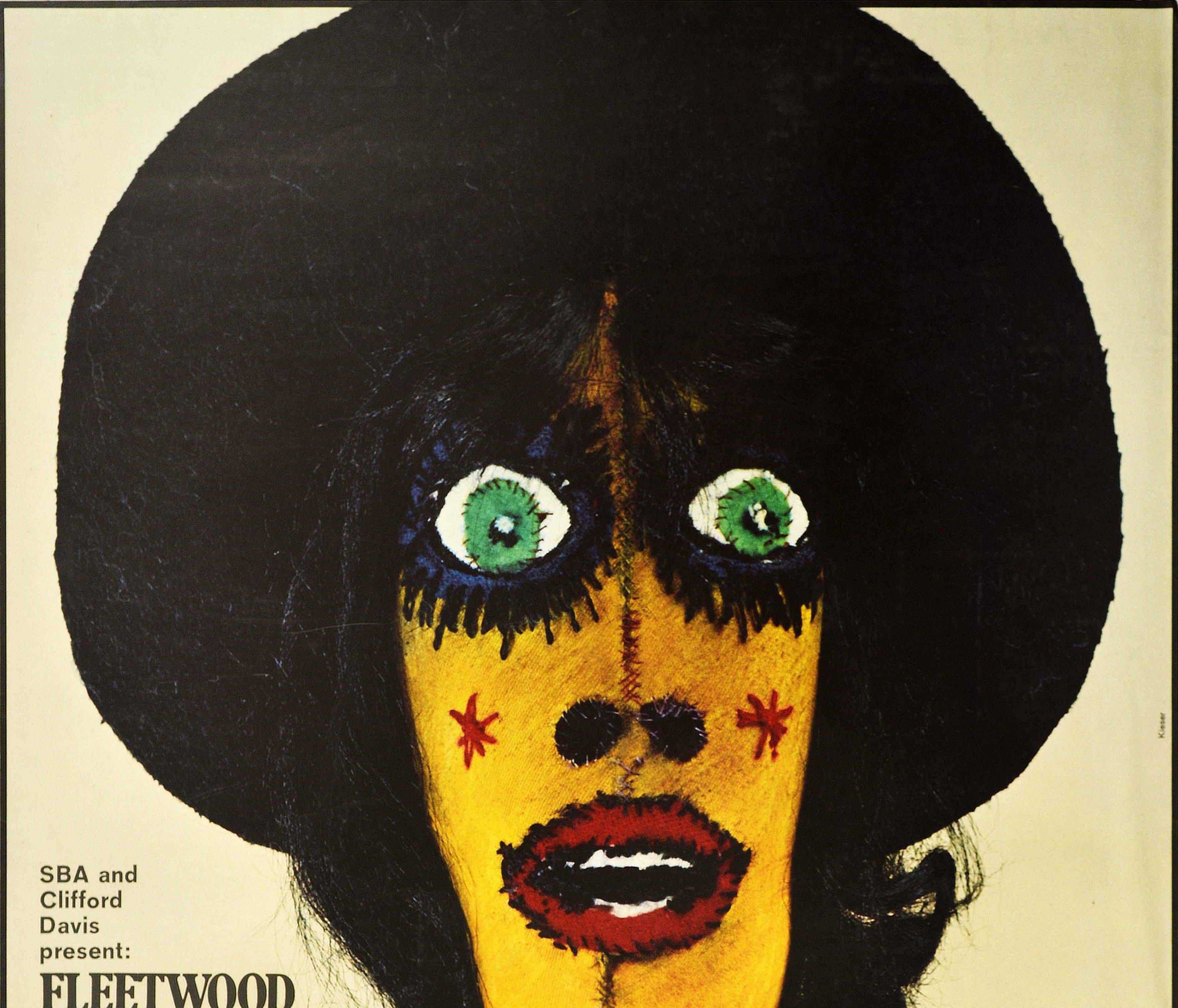 Original vintage music advertising poster for SBA and Clifford Davis present: Fleetwood Mac in Concert featuring a colourful patchwork doll style design by Gunther Kieser (b. 1930). The successful blues and rock band Fleetwood Mac was formed in