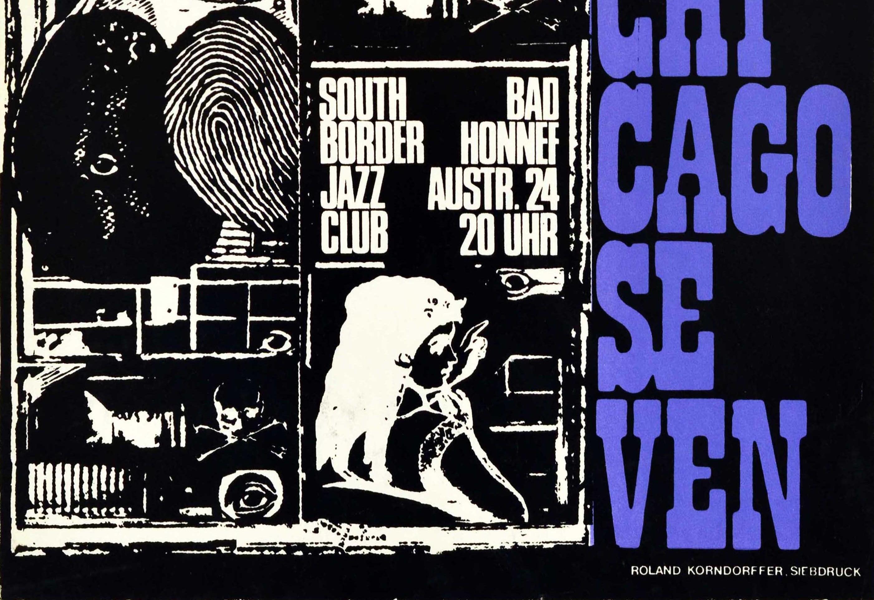 Original Vintage-Musikplakat „Jazz Chicago Seven South Border“, Bad Honnef Club (Deutsch) im Angebot