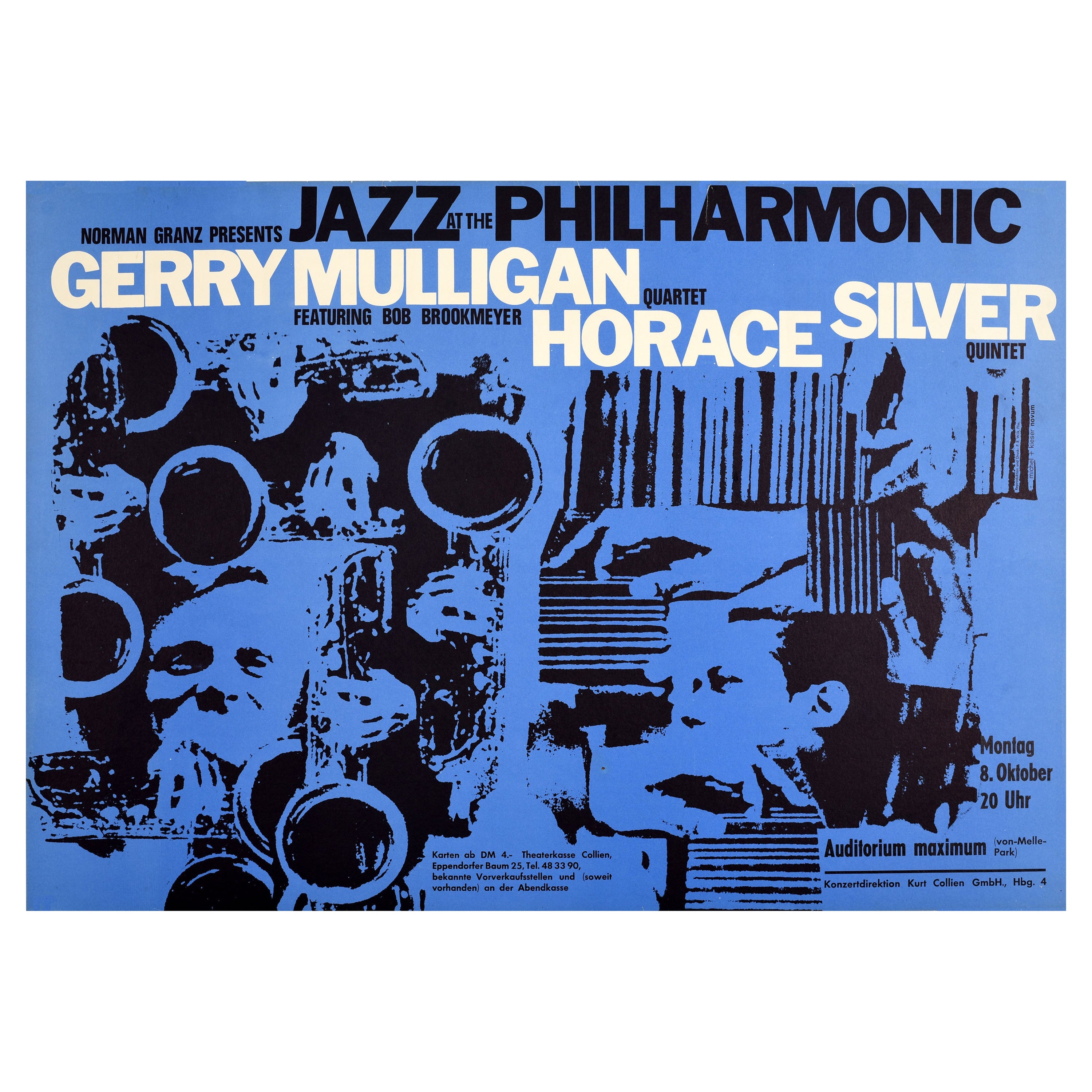 Original-Vintage-Musikplakat Norman Granz präsentiert Jazz bei der Philharmonik-Kunst
