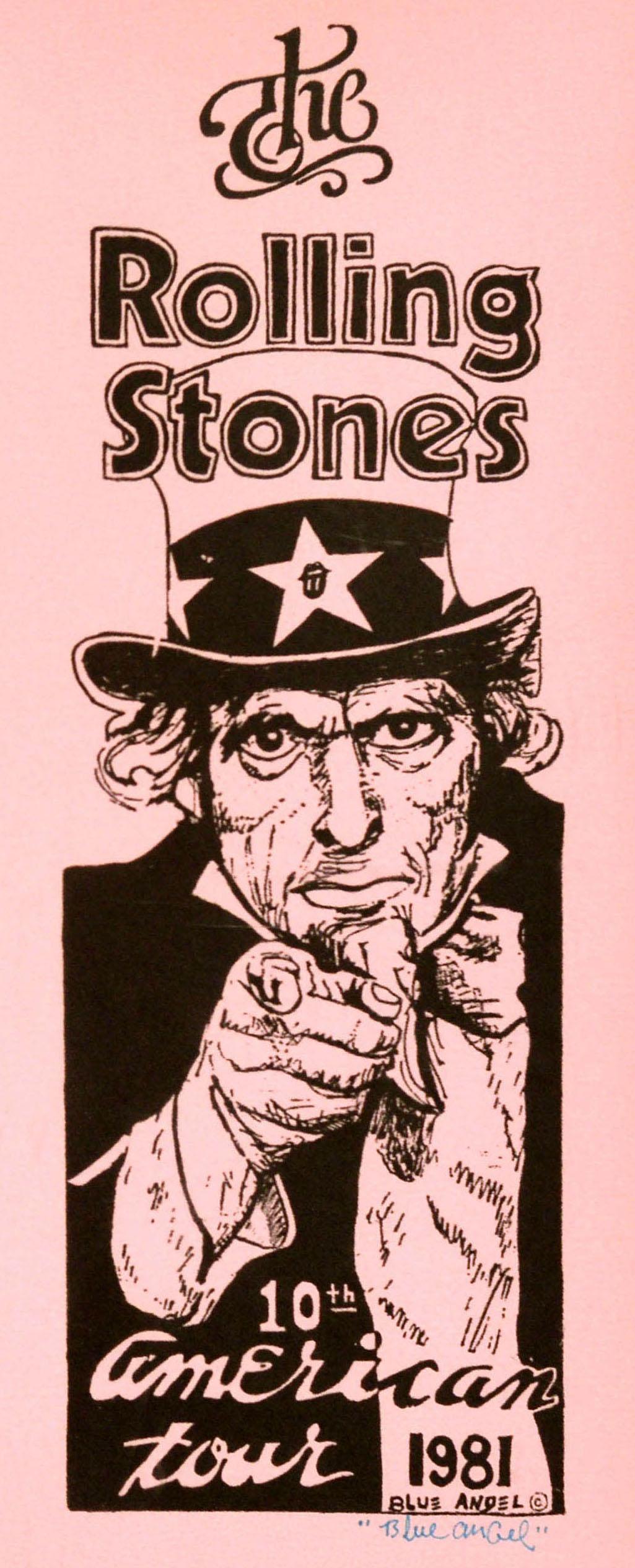 Affiche musicale originale des Rolling Stones The American Tour 1981 Blue Angel Bon état - En vente à London, GB