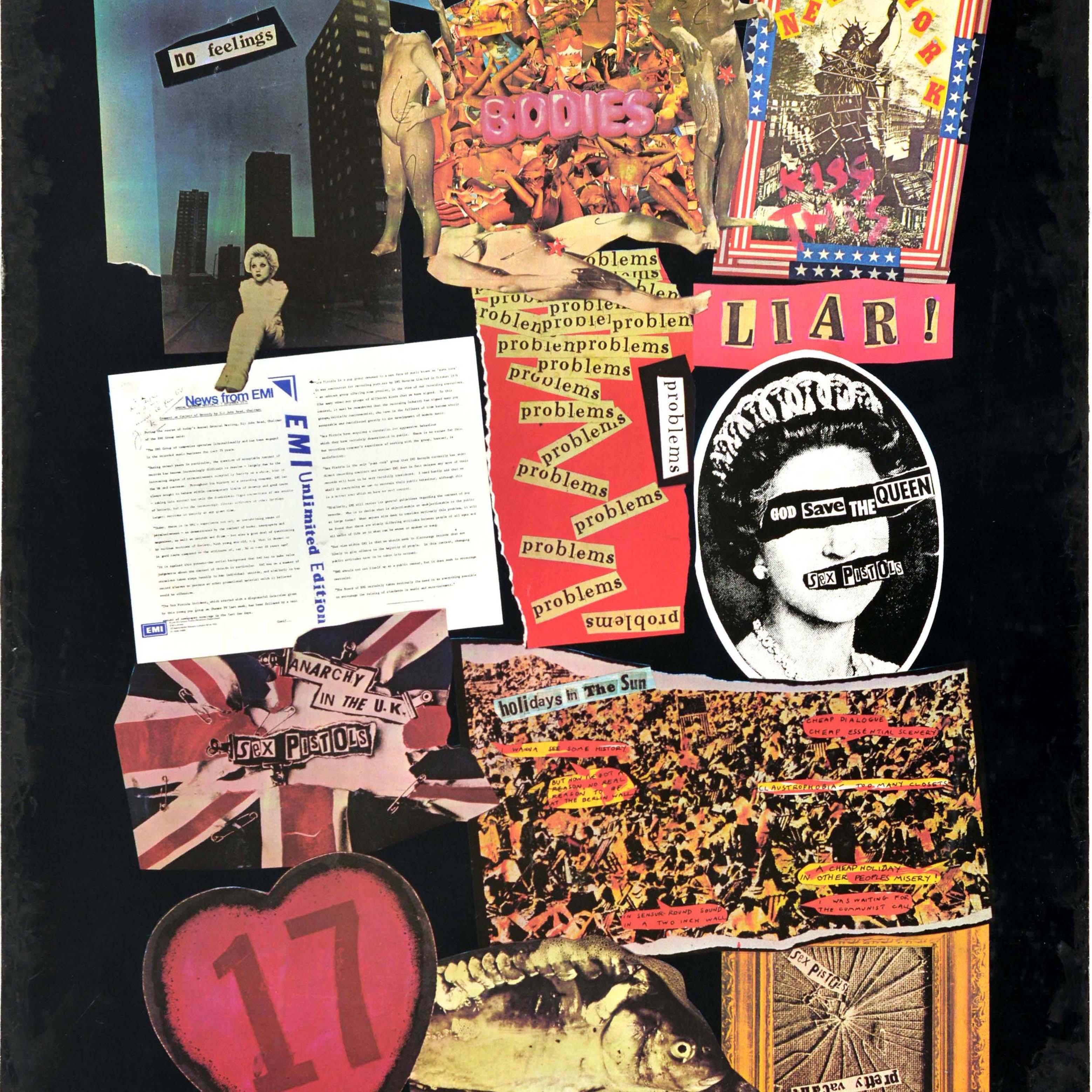 Original Vintage Music Poster Sex Pistols Never Mind The Bollocks Collage In Fair Condition For Sale In London, GB