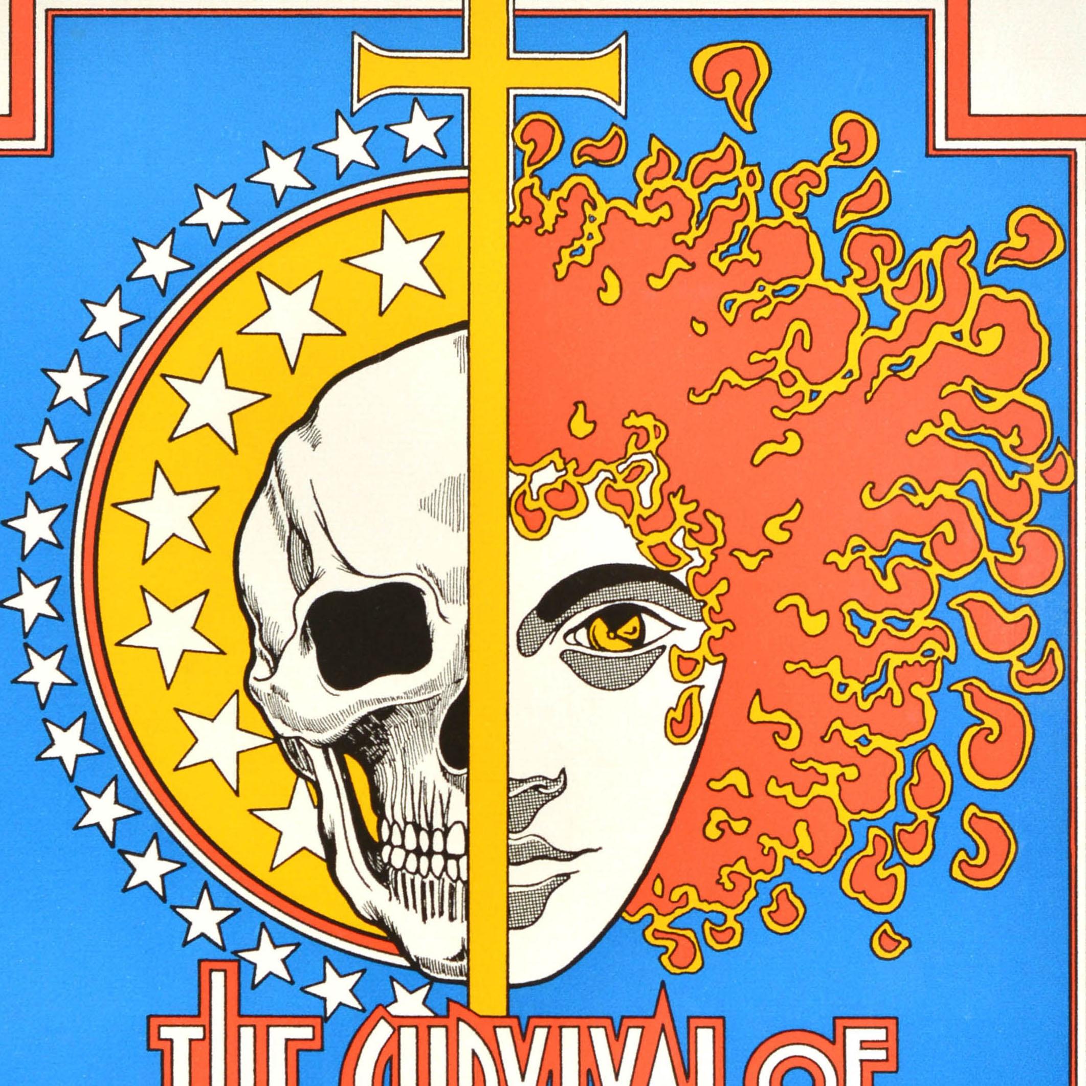 Original vintage musical advertising poster for The Survival of St. Joan Broadway A Medieval Rock Opera Anderson Theatre 66 Second Ave (at 4th St) by the American rock band Smoke Rise (Gary Ruffin, Hank Ruffin, Stan Ruffin, Randy Bugg; 1969-1972)