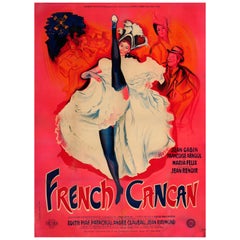 Affiche vintage d'origine du film musical français Cancan avec une danseuse de Moulin Rouge:: Paris