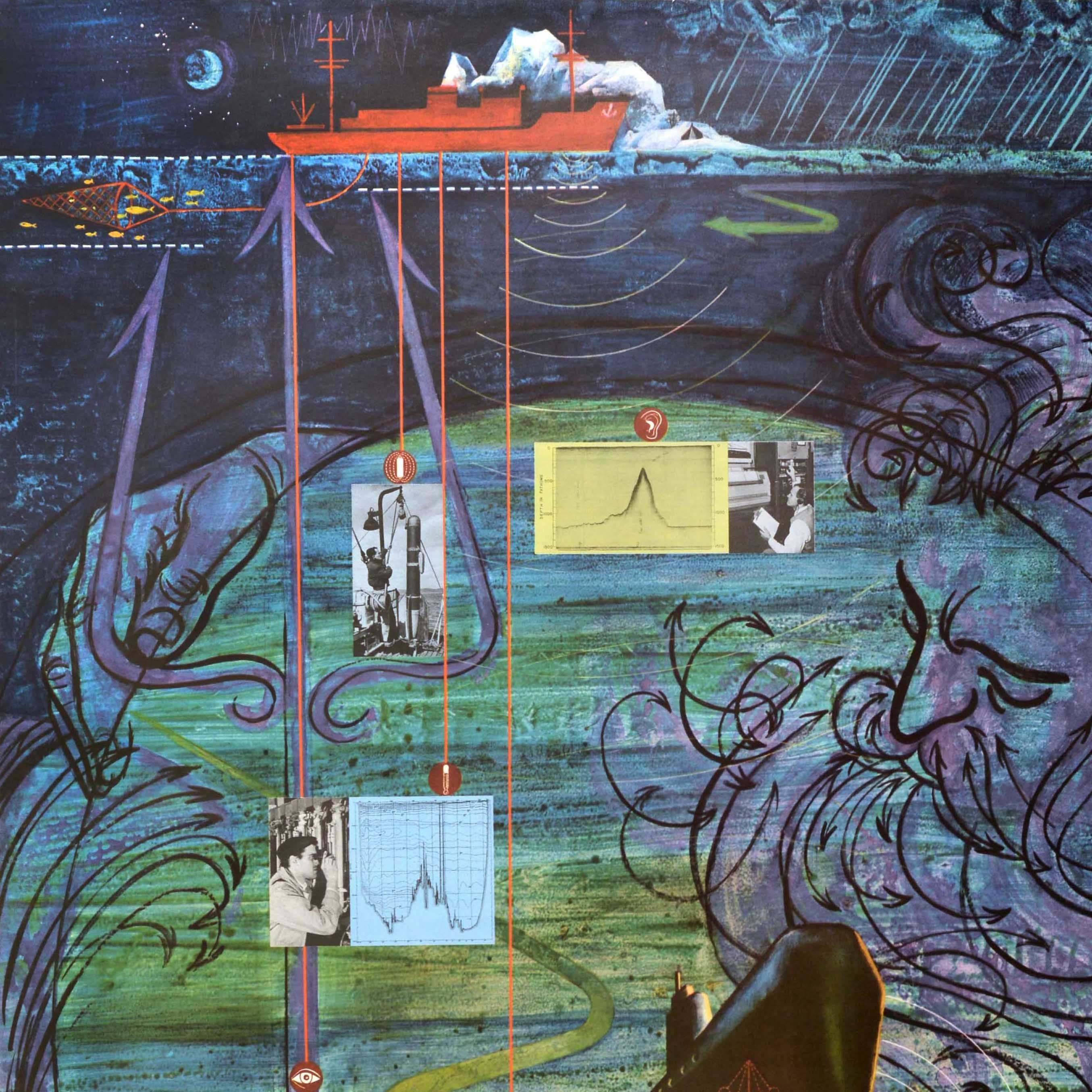 Poster originale d'epoca dell'Accademia Nazionale delle Scienze (NAS) - Gli oceani 