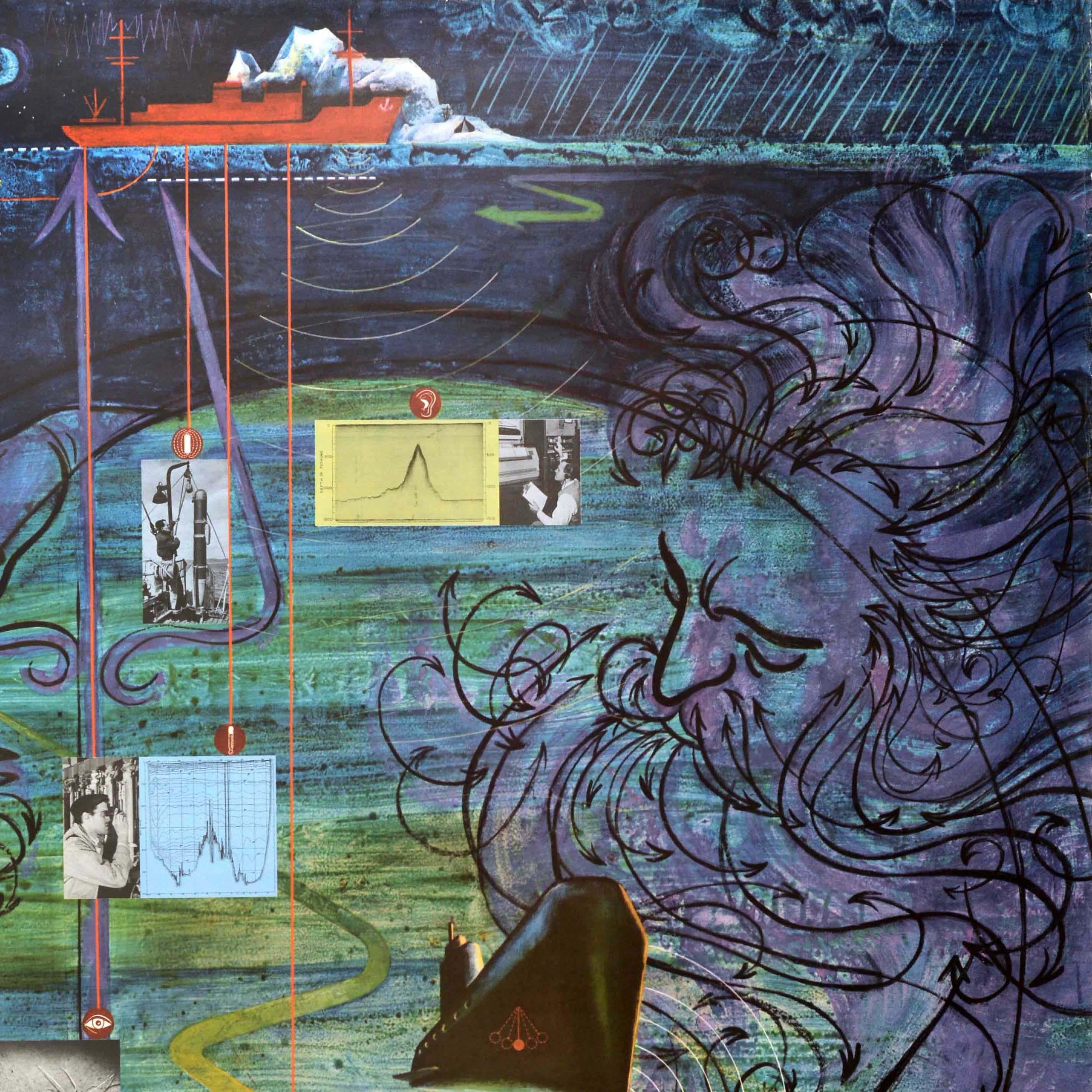 Americano Poster originale d'epoca dell'Accademia Nazionale delle Scienze NAS Oceani Herbert Danska in vendita